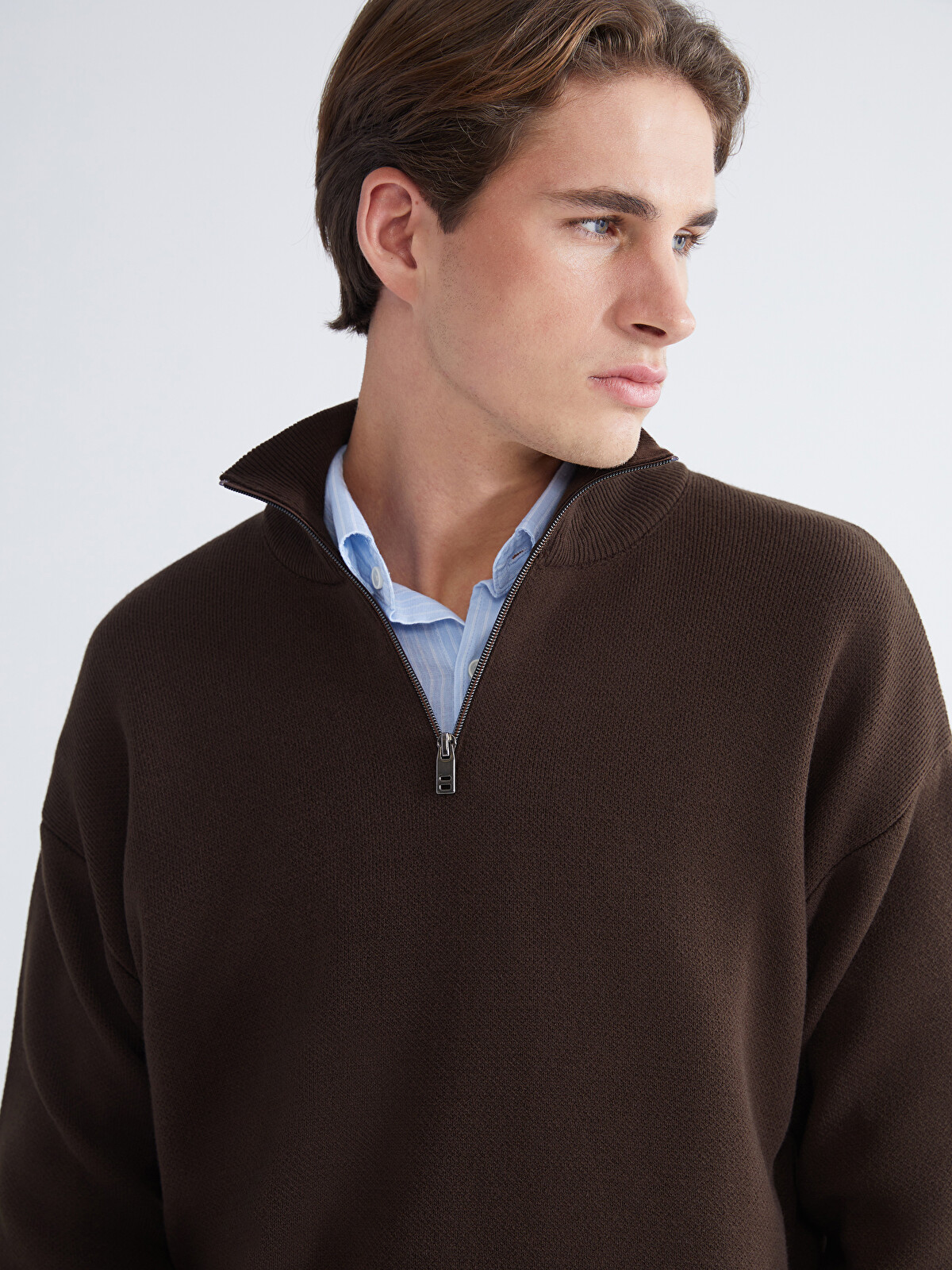 XSIDE Funnel Neck Long Sleeve Men's Knitwear Sweater - W55153Z8