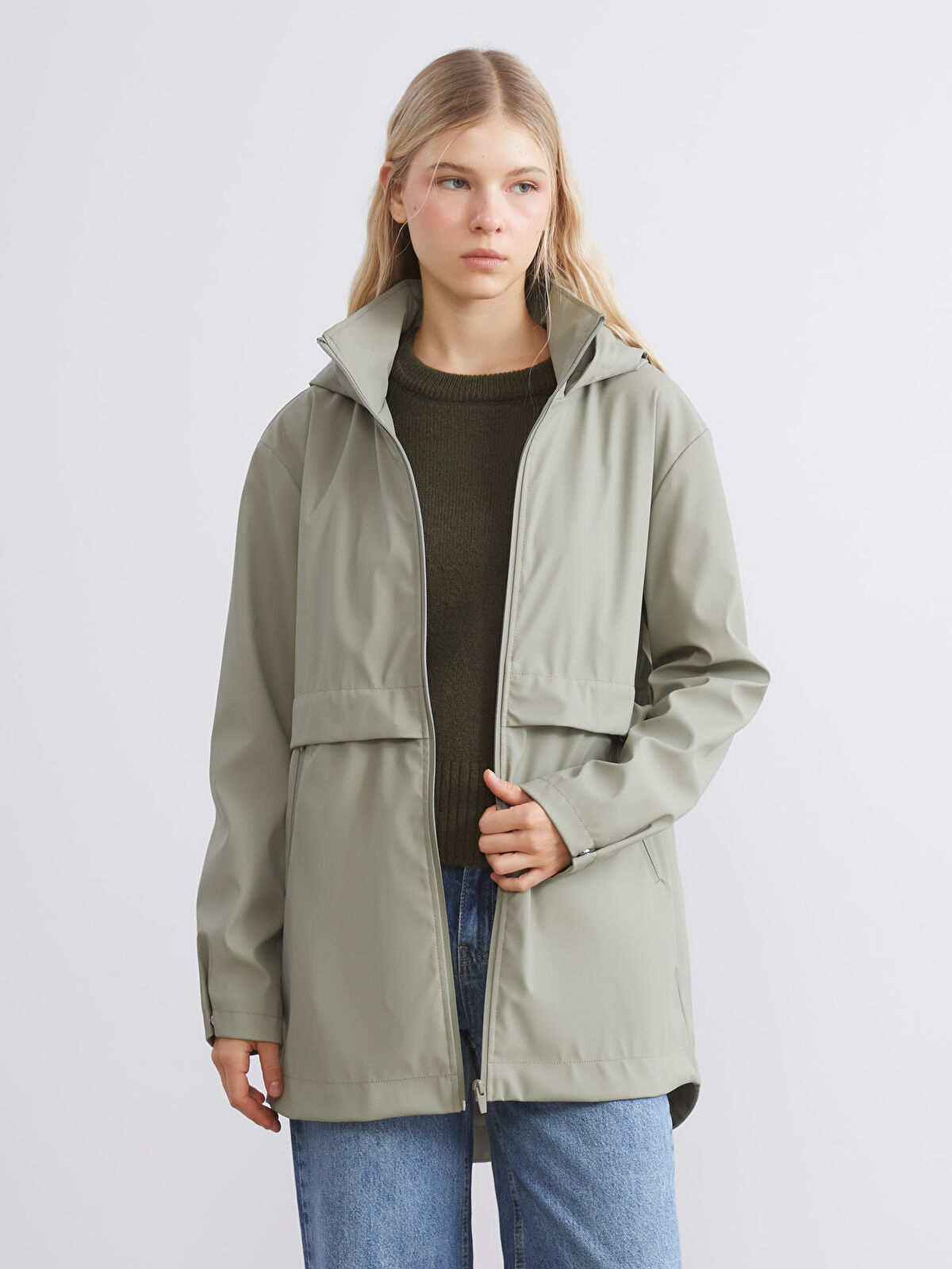 saku XSIDE Impermeabil Supradimensionat pentru Femei cu Glugă -W55513Z8