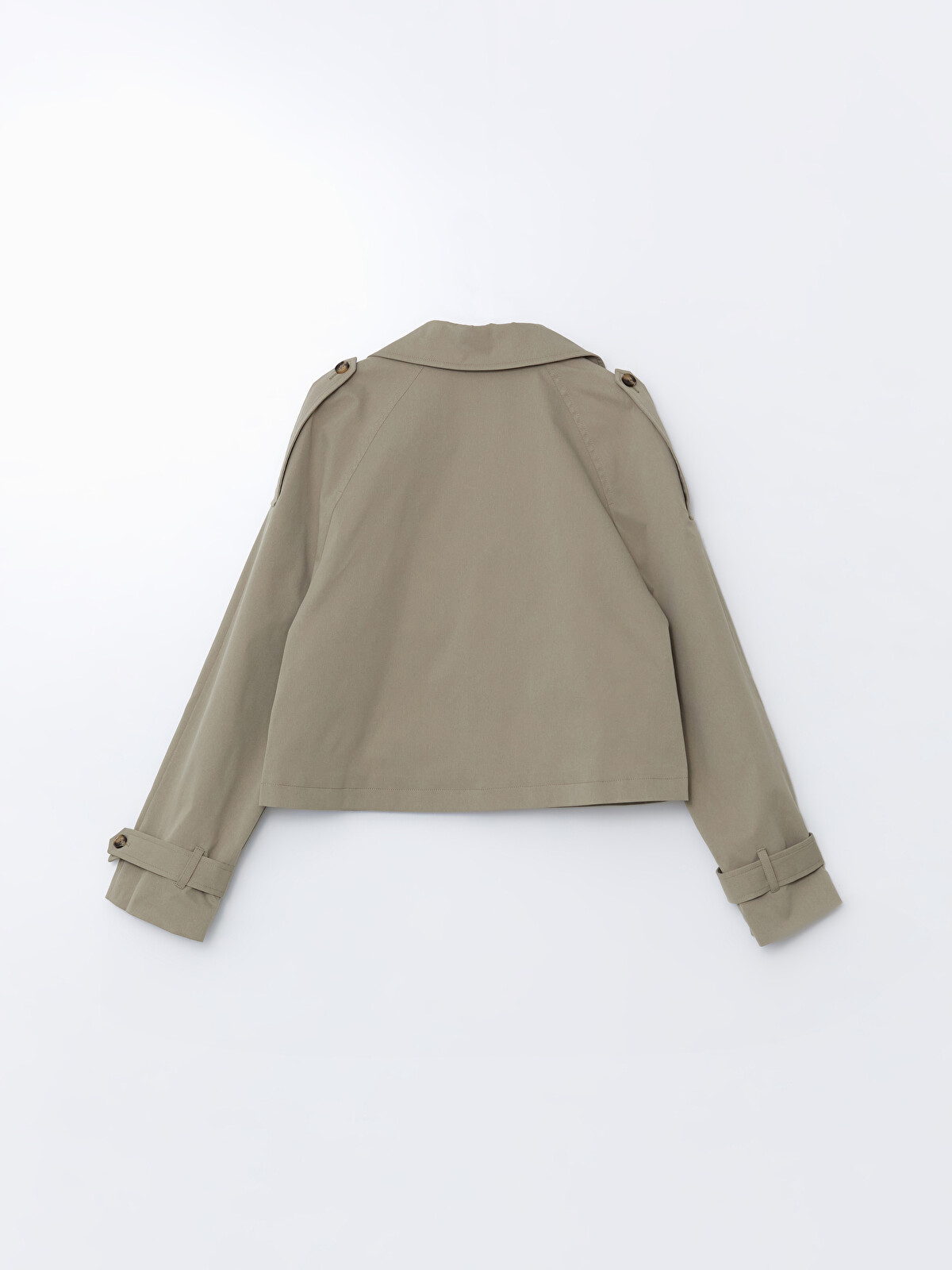 XSIDE Haki Ceket Yaka Crop Kadın Trençkot - W55594Z8-D2J | LCW