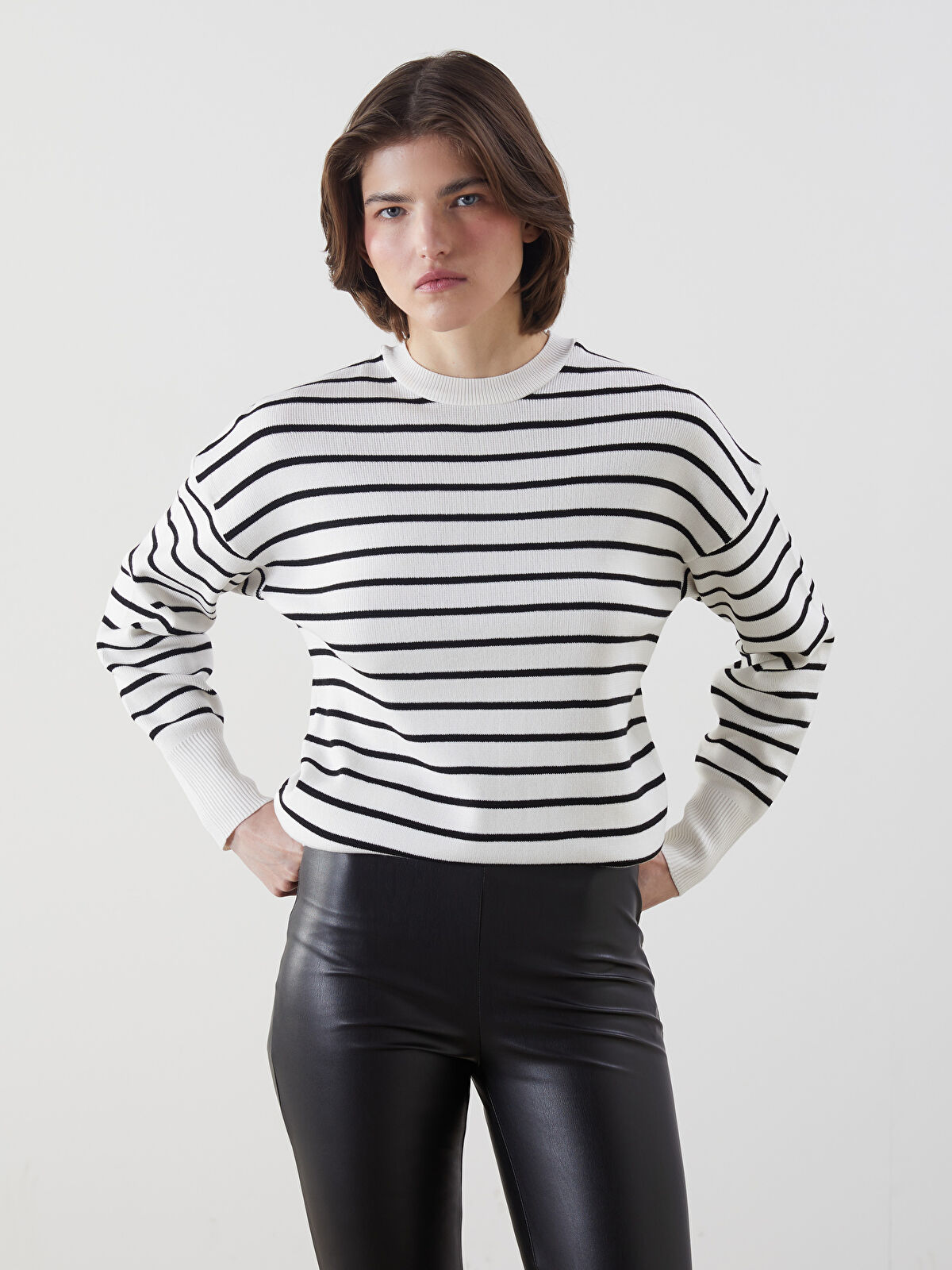 LCW Vision Crew Neck Striped Women's Knitwear Sweater -W56069Z8