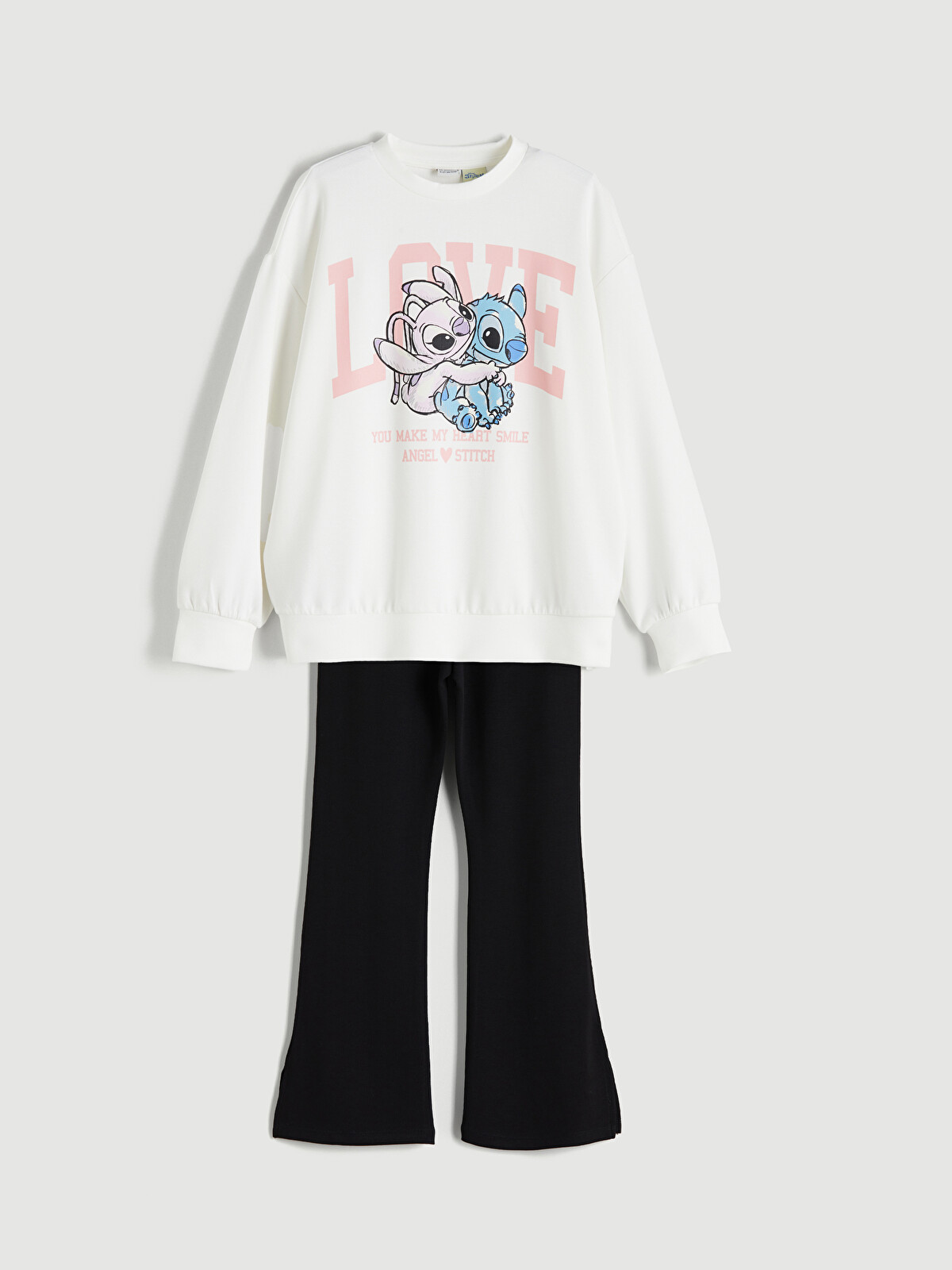 LCW Kids Stitch Printed Girls' Sweatshirt and Trousers 2 Pack
