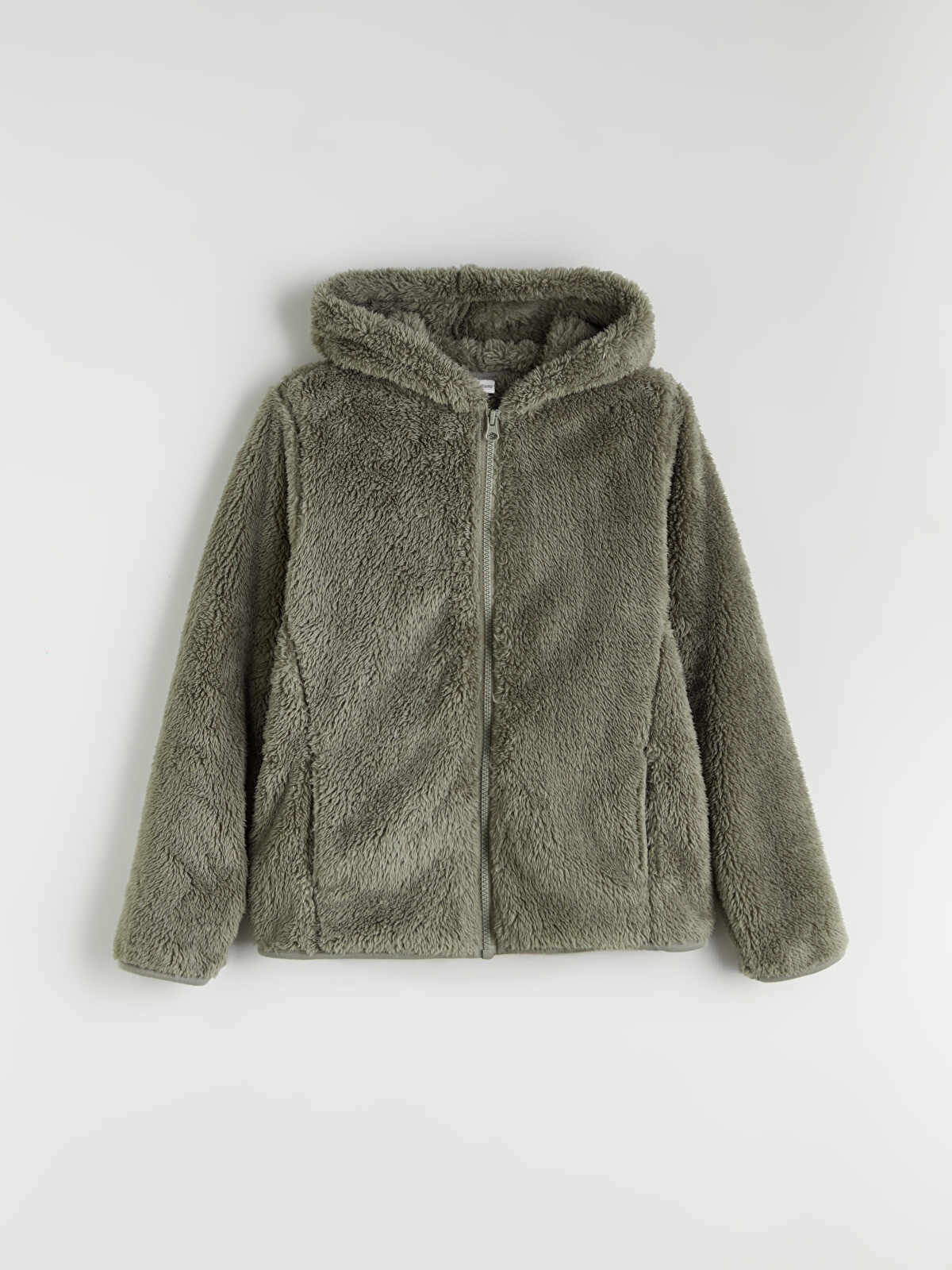 LCW Kids Hooded Plush Girls' Zip-Up Sweatshirt - W56418Z4-GNZ - LC