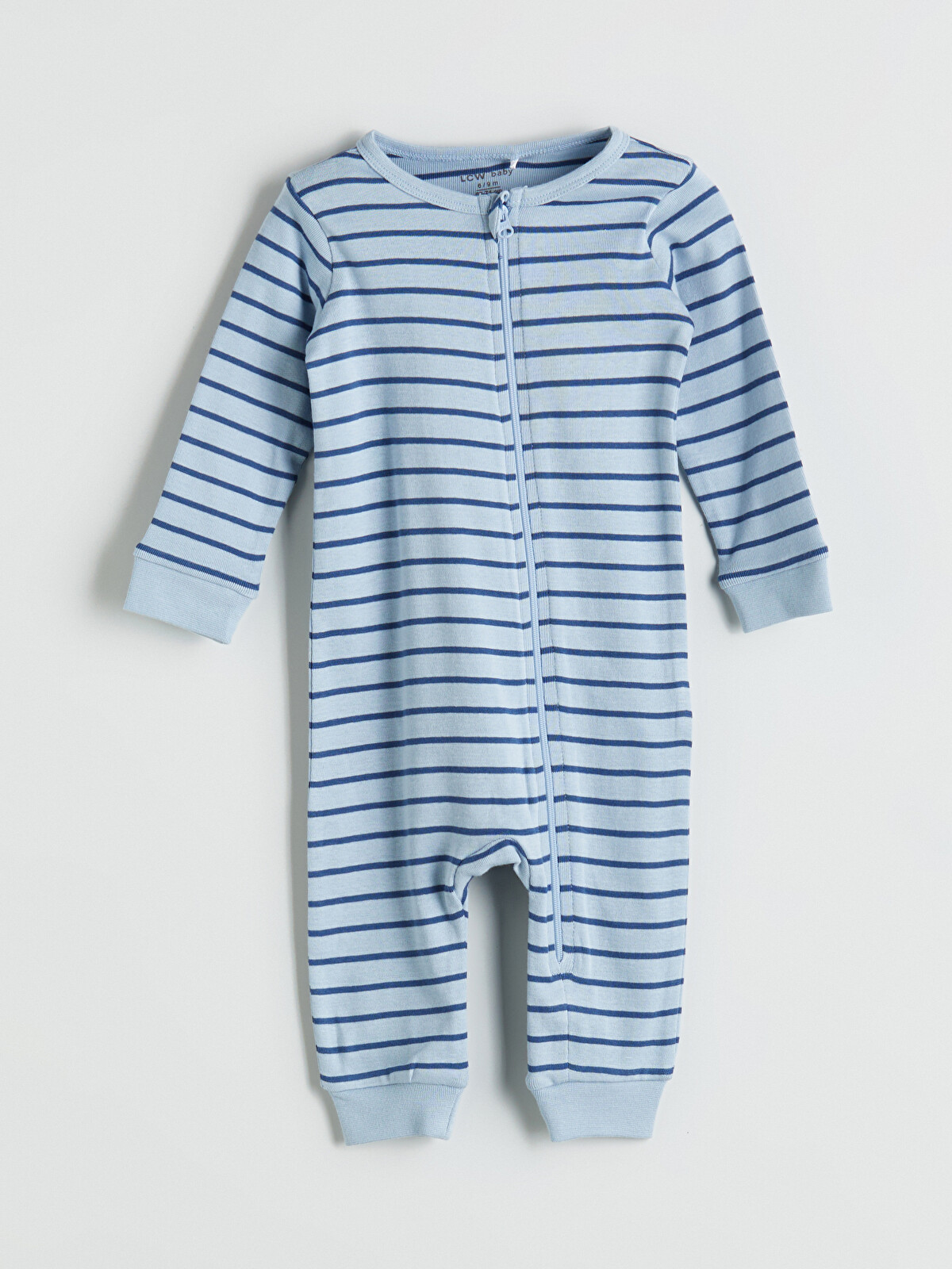 LCW baby Mavi Bisiklet Yaka Çizgili Erkek Bebek Tulum - W56942Z1