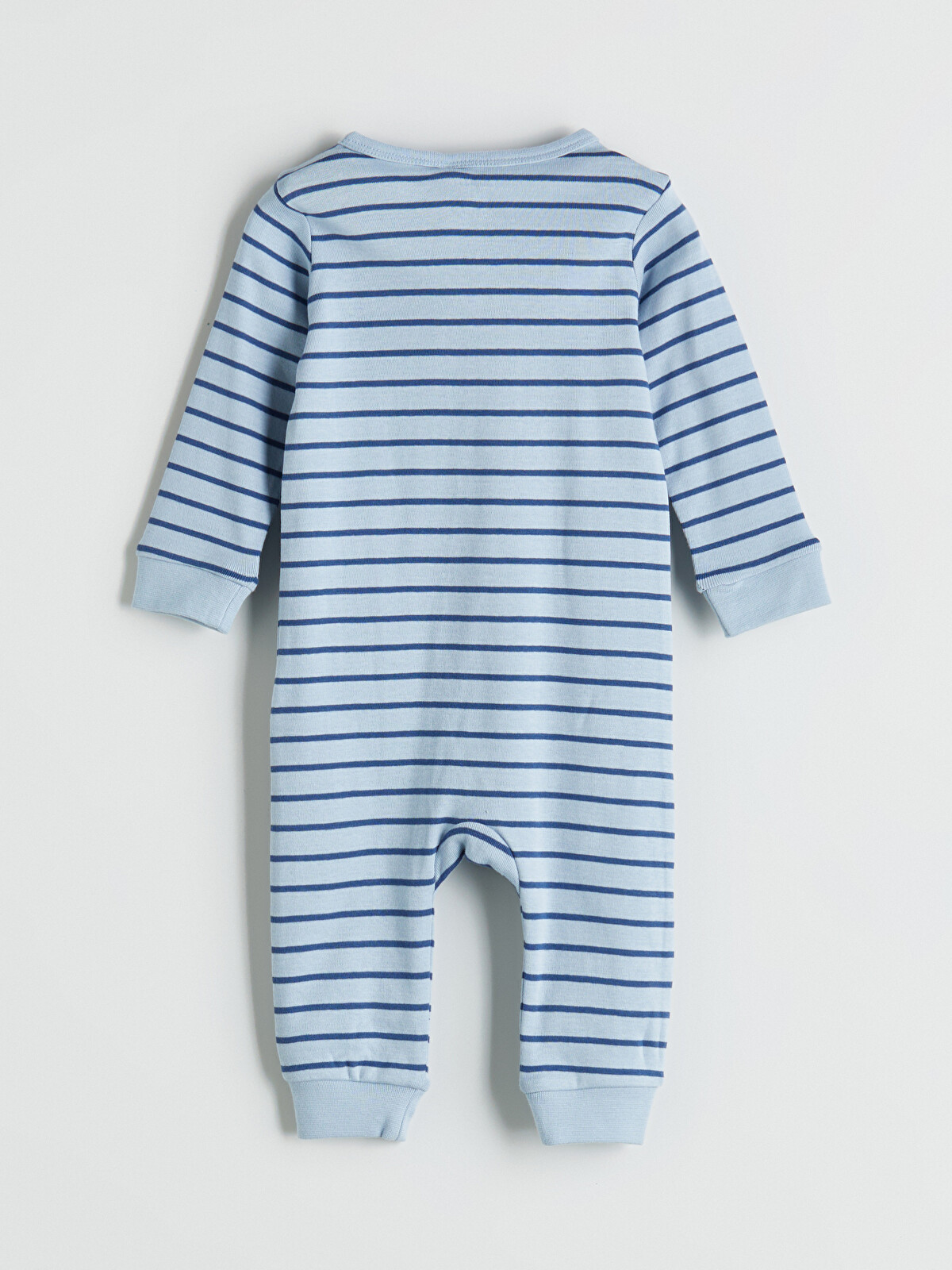 LCW baby Mavi Bisiklet Yaka Çizgili Erkek Bebek Tulum - W56942Z1