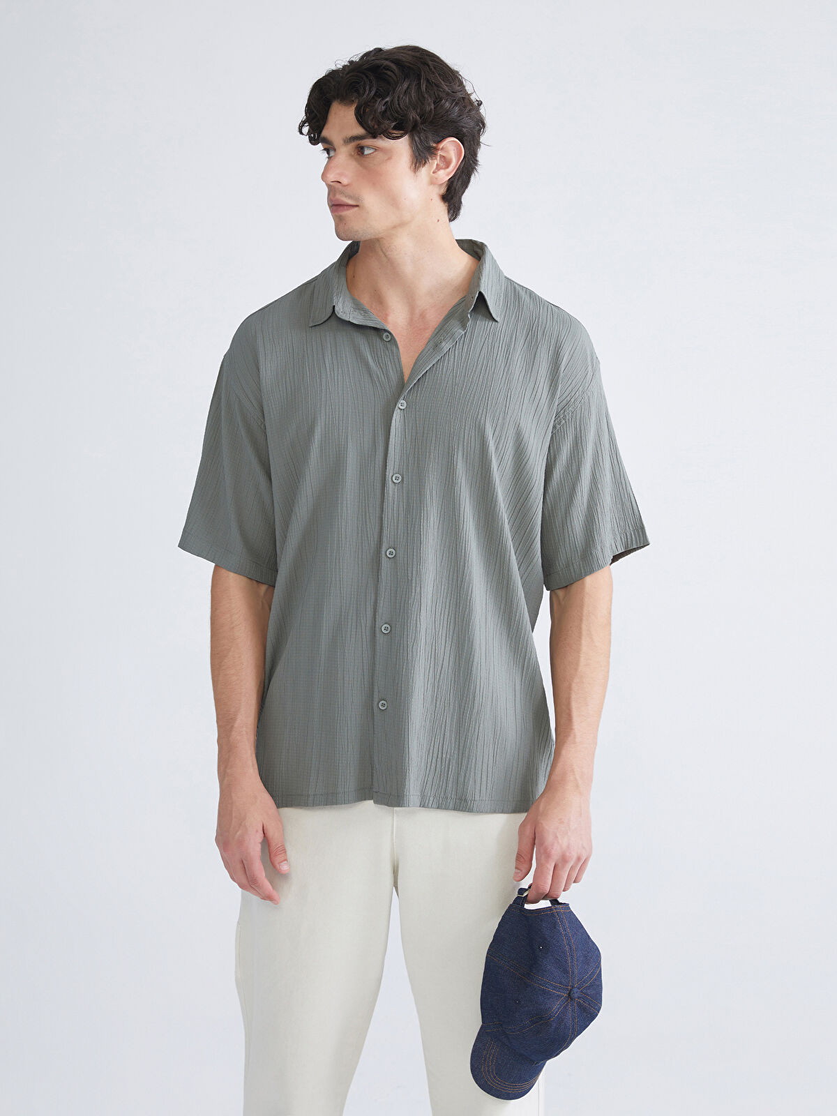 XSIDE Relaxed Fit Short Sleeve Men's Shirt -W57133Z8-DGK - LC Waikiki