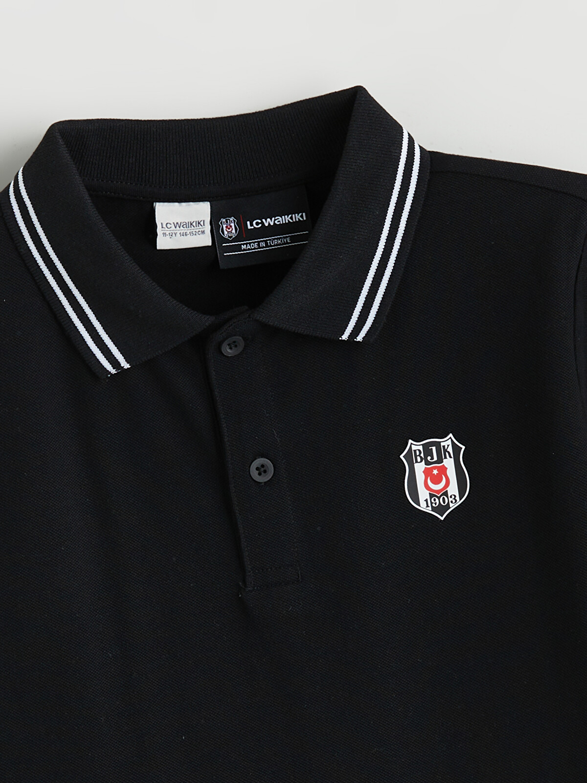 メンズウェア CLUBHAUS The Crew Polo - Black/Black L LCW Kids Siyah Polo Yaka Beşiktaş Baskılı Erkek Çocuk Tişört