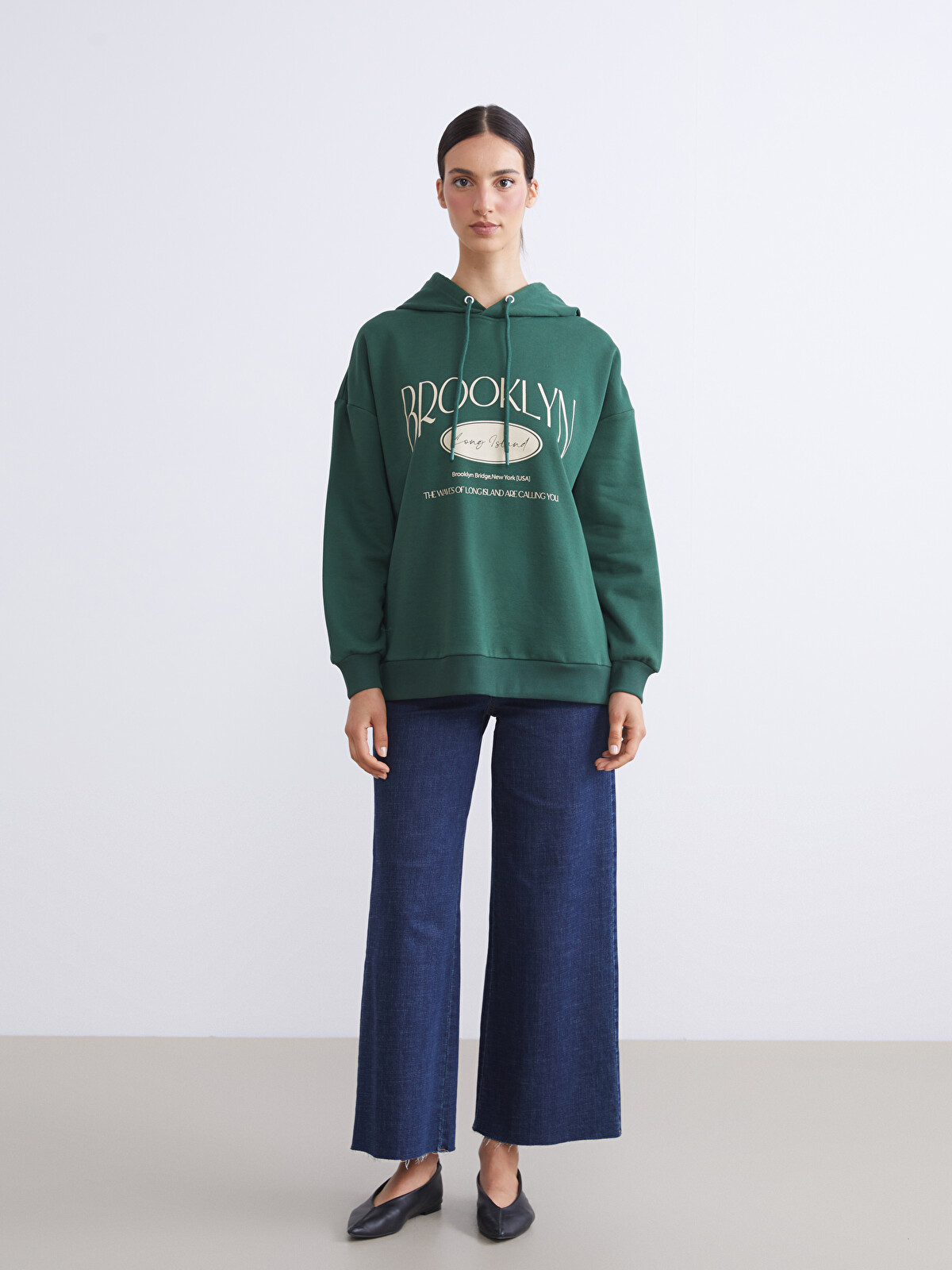 LCW Modest Brooklyn Printed Oversize Women's Thick Hoodie