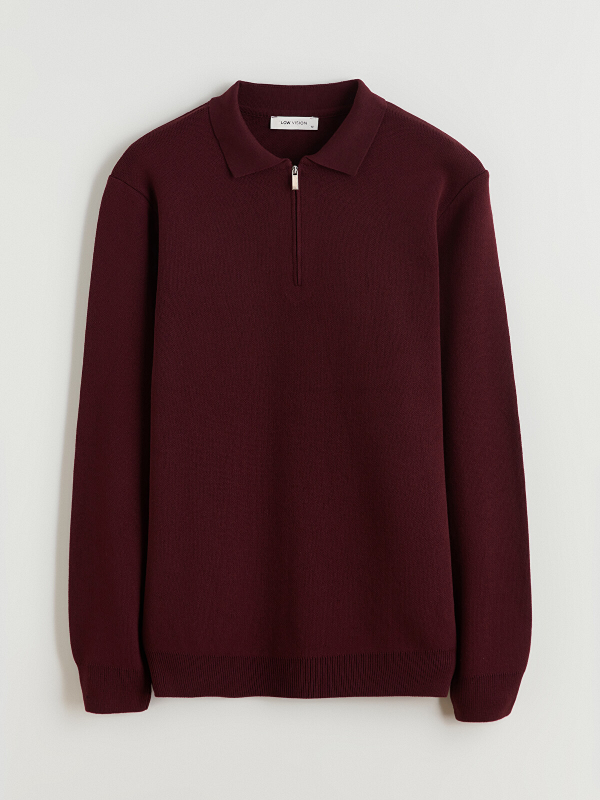 LCW Vision Bordo Polo Yaka Erkek Triko Kazak - W57929Z8-J0S | LCW