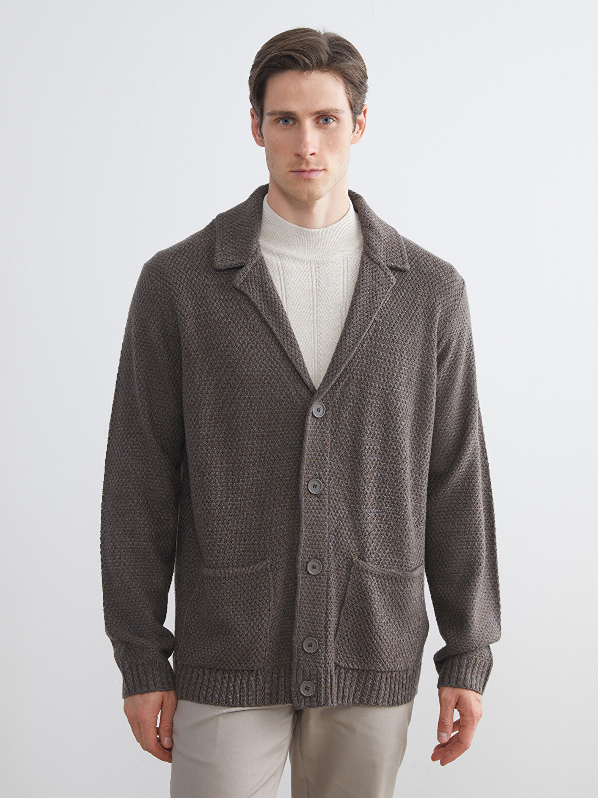 ふんわり4 SOUTHBLUE Standard Fit Jacket Neck Men's Knitwear Cardigan