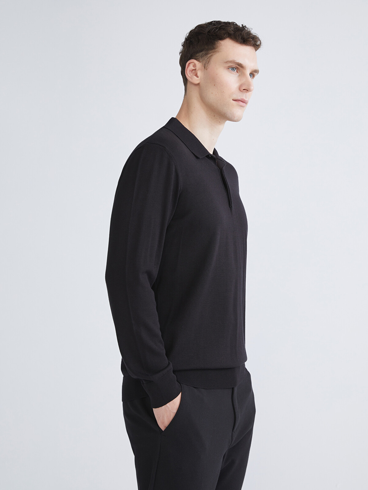 SOUTHBLUE Siyah Polo Yaka Erkek Triko Kazak - W58270Z8-CVL | LCW