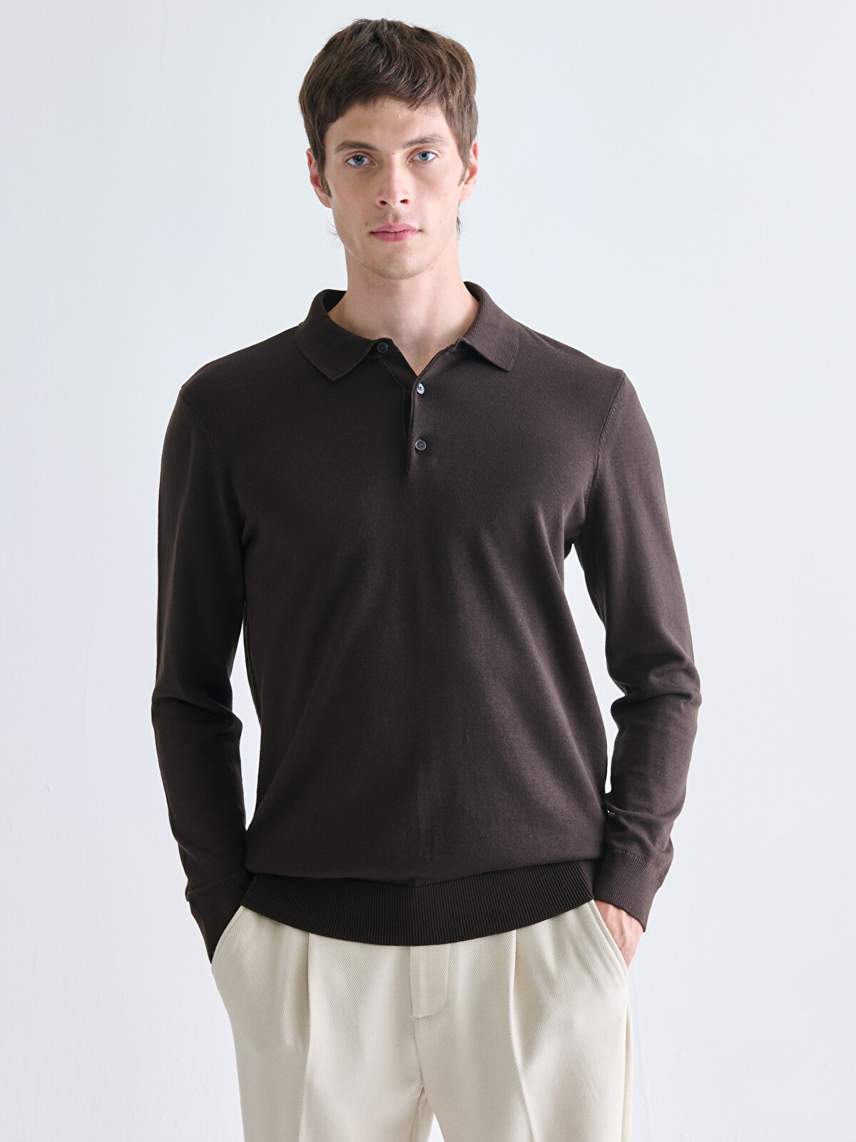 SOUTHBLUE Kahverengi Polo Yaka Erkek Triko Kazak - W58270Z8-ZNT | LCW