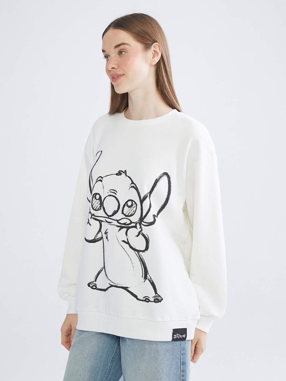 XSIDE Bisiklet Yaka Stitch Oversize Kadın Sweatshirt - W58281Z8