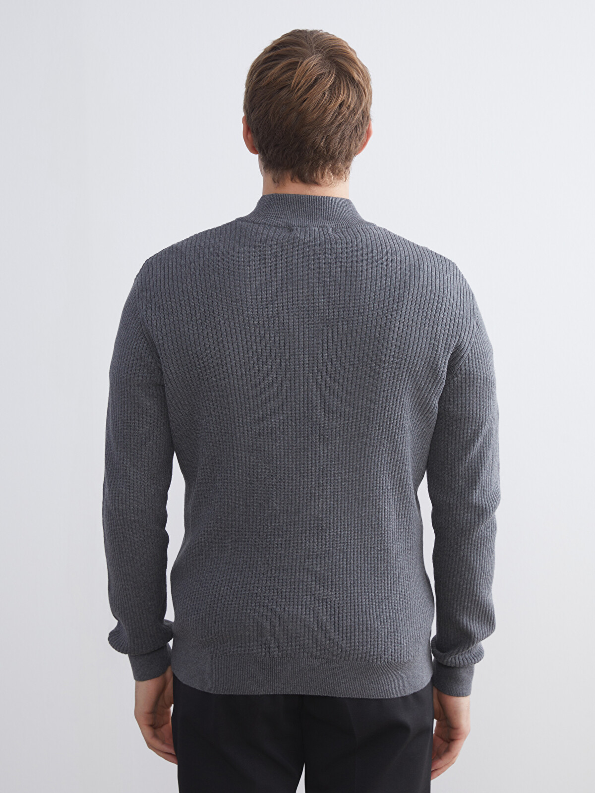 LCW Vision Zippered Funnel Neck Men's Knit Sweater - W58493Z8-L8N