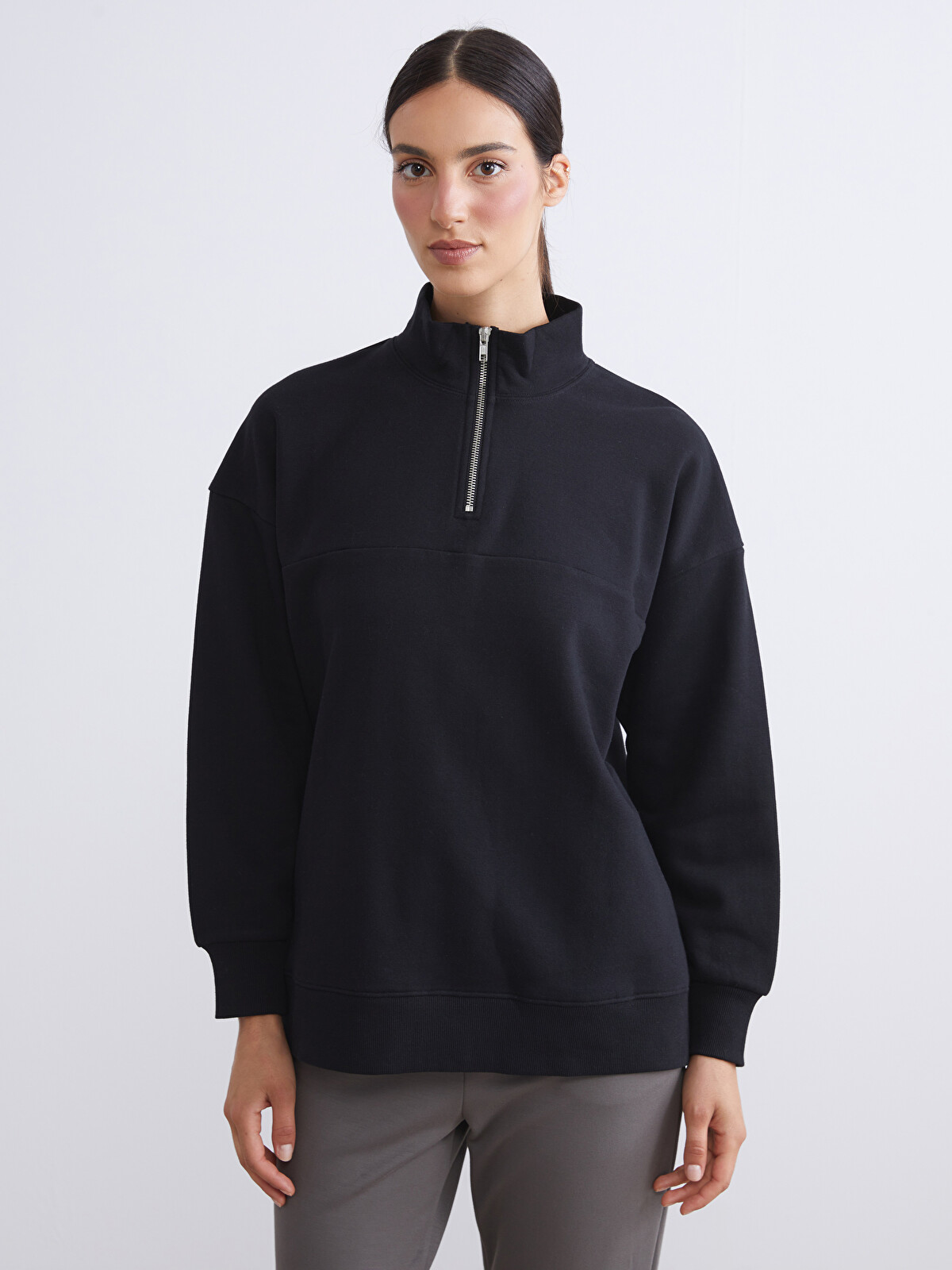 LCW Modest Mock Neck Oversize Women's Thick Sweatshirt - W58500Z8