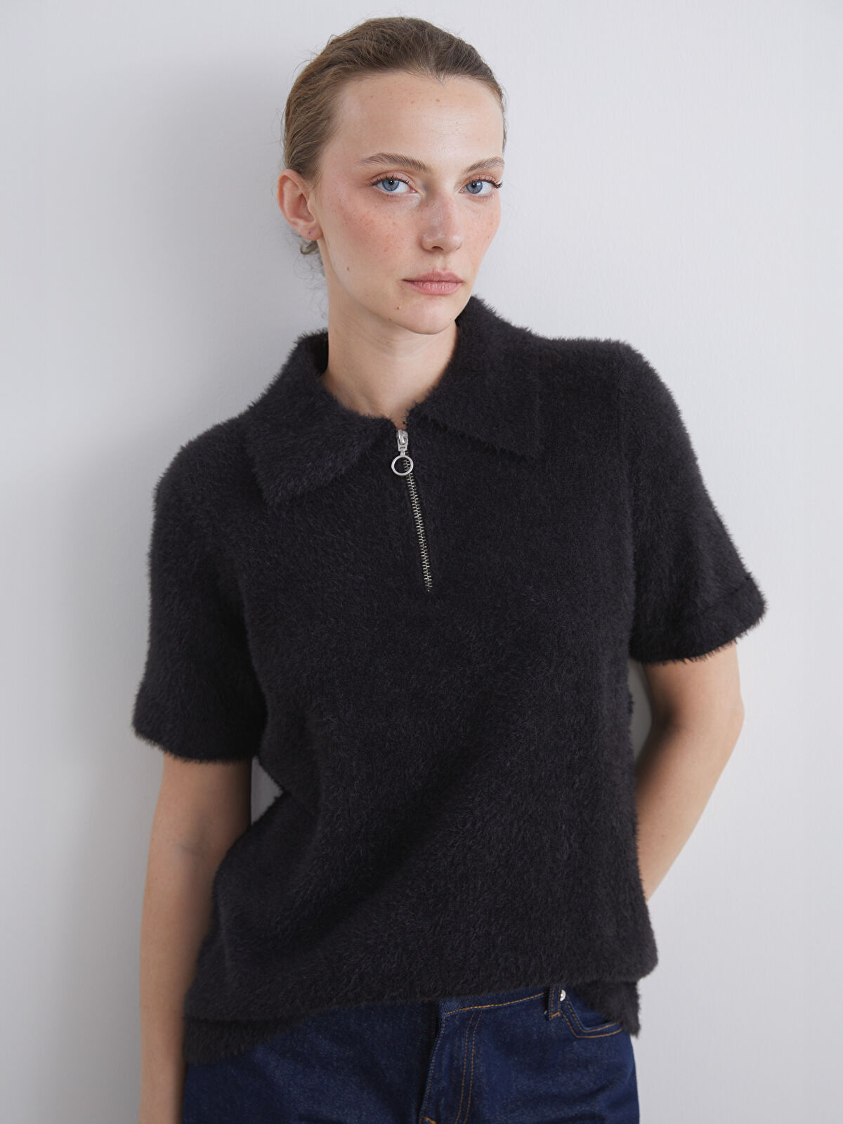 LCW Comfort Pulover NEGRU Femeie - W59037Z8-CVL - LC Waikiki