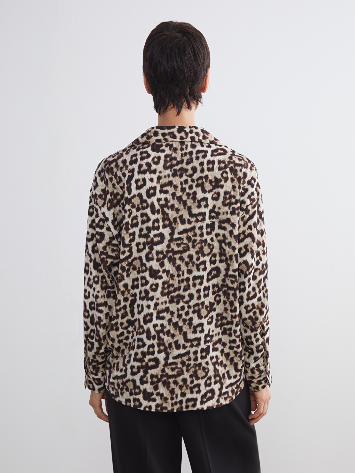 LCW Vision Leopard Print Oversize Satin Women's Shirt - W59138Z8
