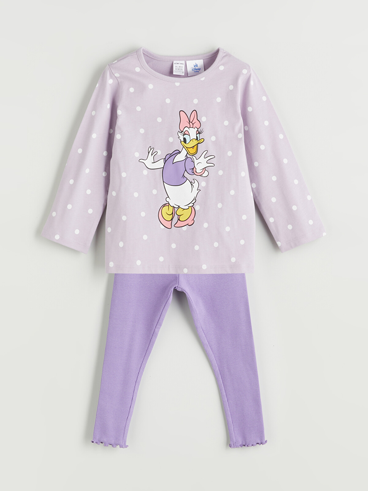 LCW baby Mor Bisiklet Yaka Uzun Kollu Daisy Duck Baskılı Kız Bebek