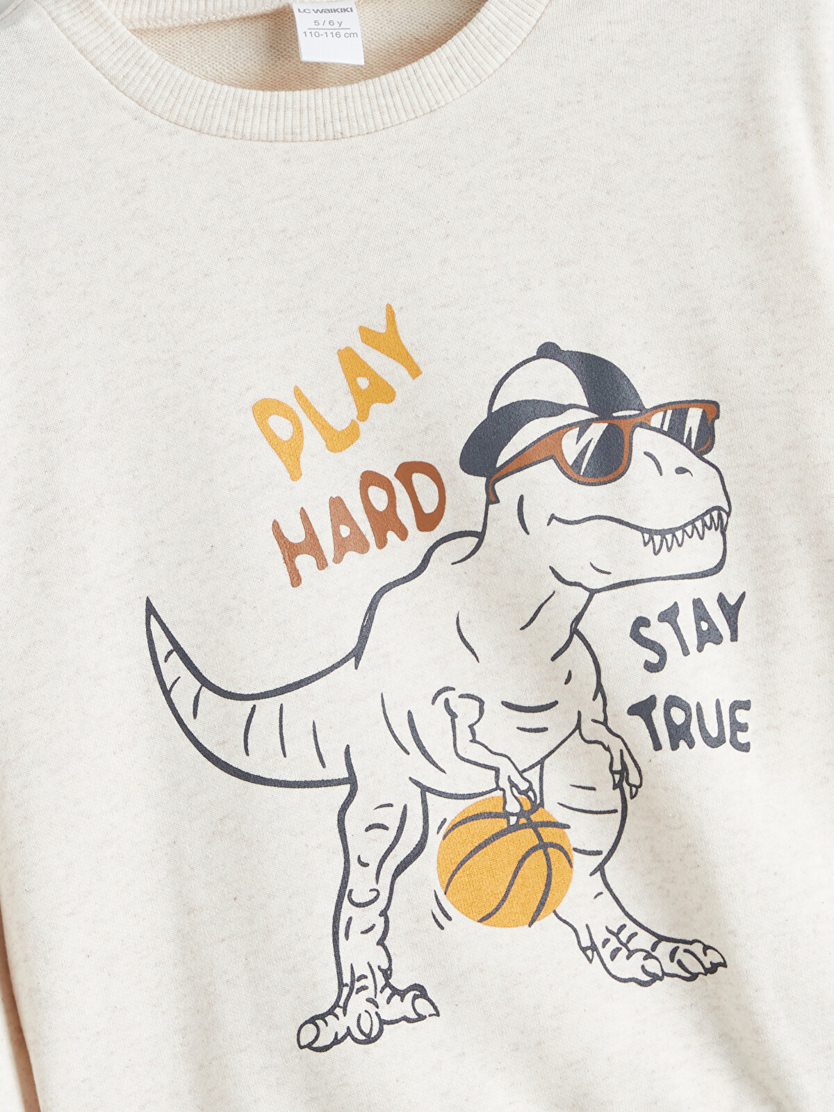 LCW Kids Beyaz Dinozor Baskılı Erkek Çocuk Sweatshirt ve Eşofman