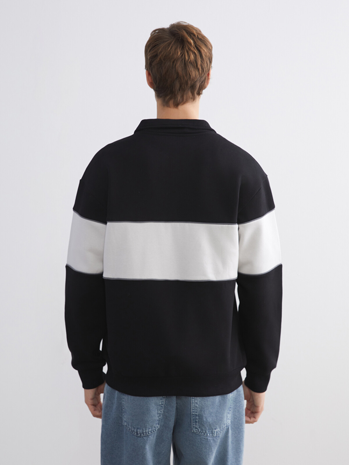 XSIDE Siyah Dik Yaka Renk Bloklu Erkek Sweatshirt - W5AB76Z8-CVL | LCW