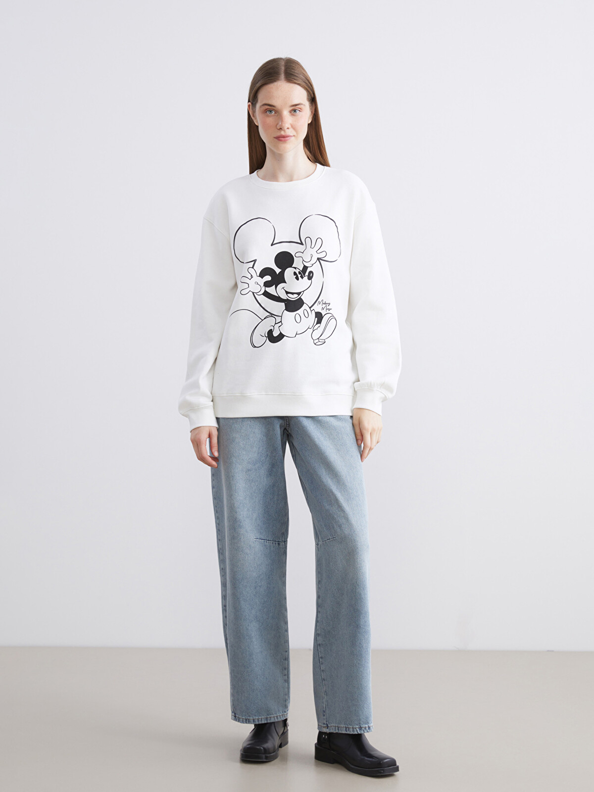 XSIDE Mickey Mouse Printed Oversize Women's Thick Sweatshirt