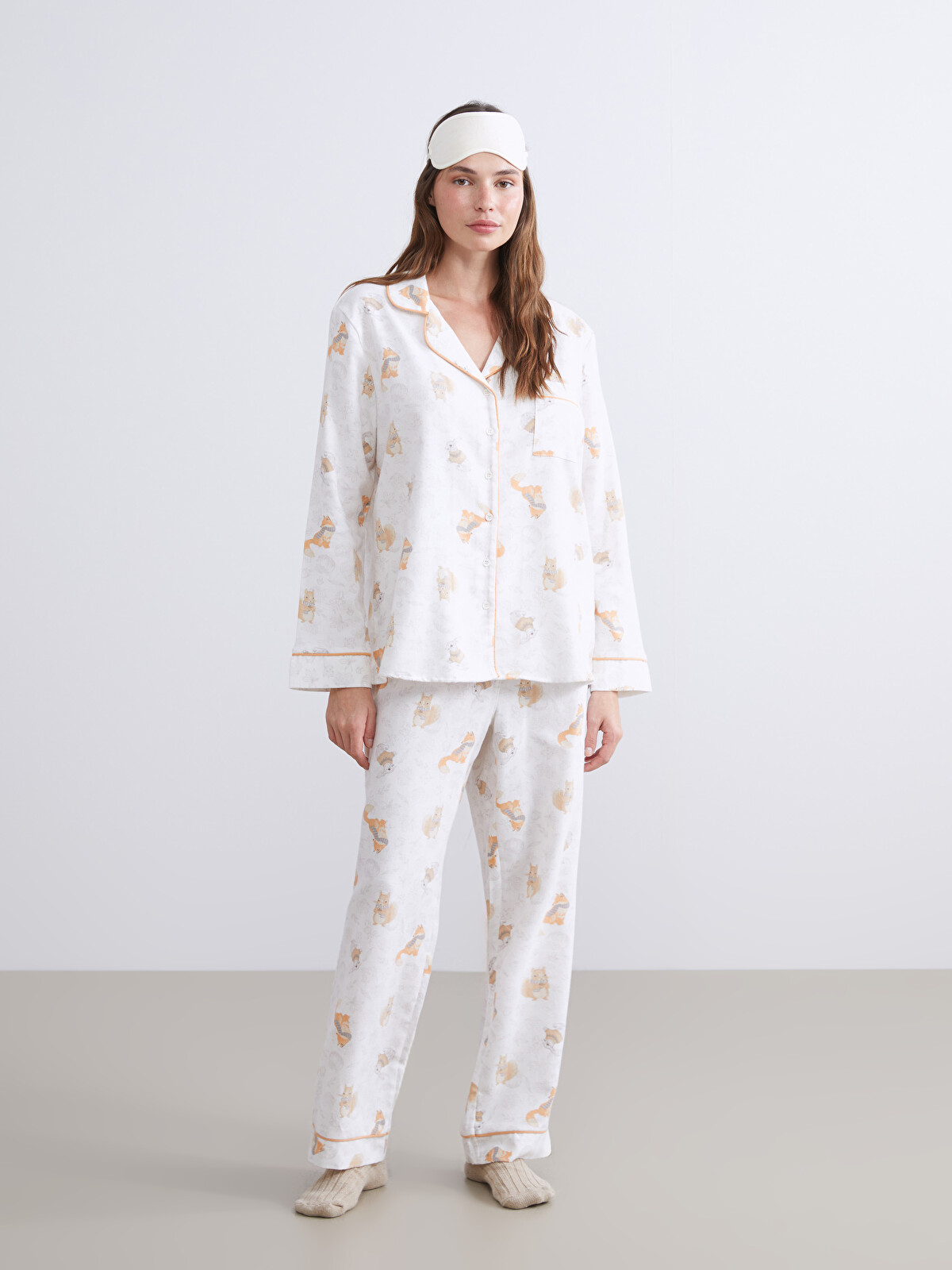 LCW DREAM Shirt Collar Patterned Women's Pyjama Set - W5AF71Z8-LRB