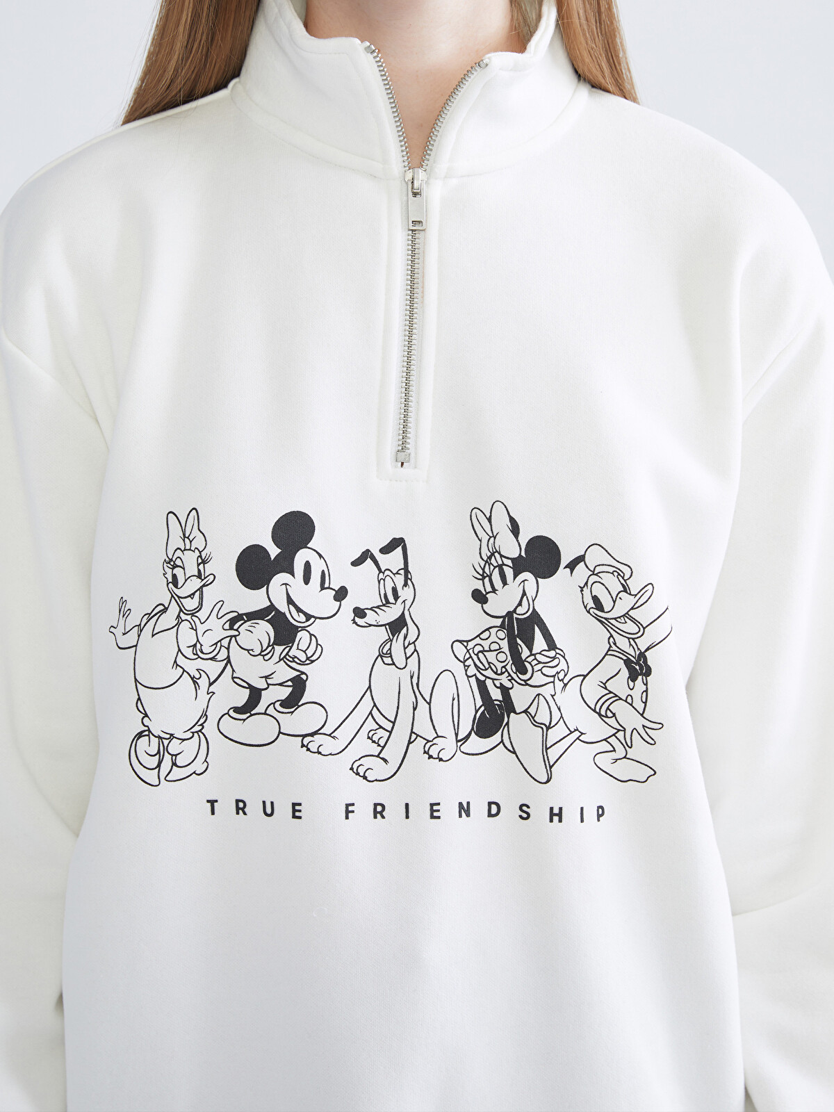 XSIDE Mickey Mouse Baskılı Oversize Kadın Kalın Sweatshirt