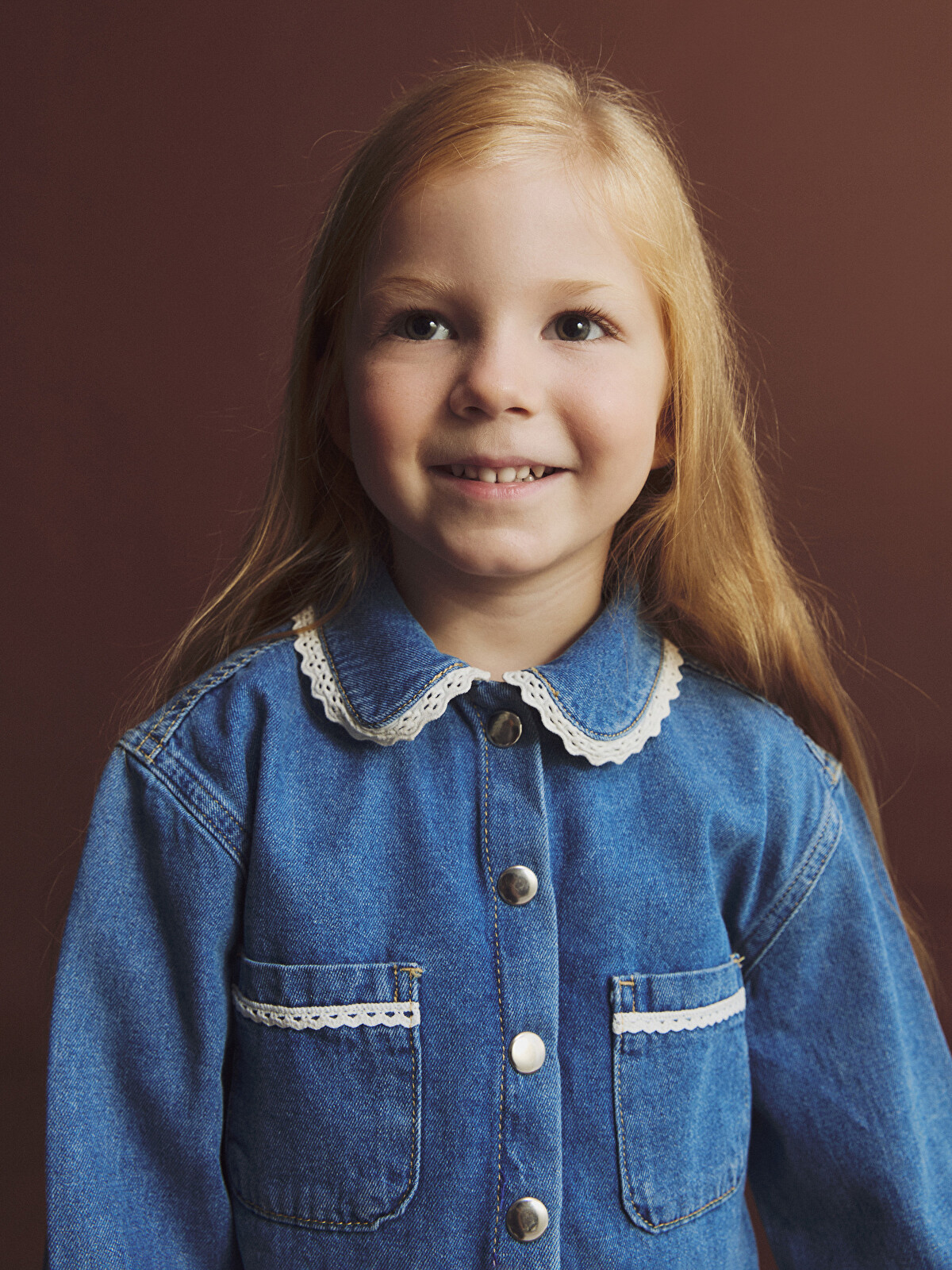 LCW Kids Peter Pan Collar Girls' Denim Jacket - W5AJ87Z1-LR1 - LC