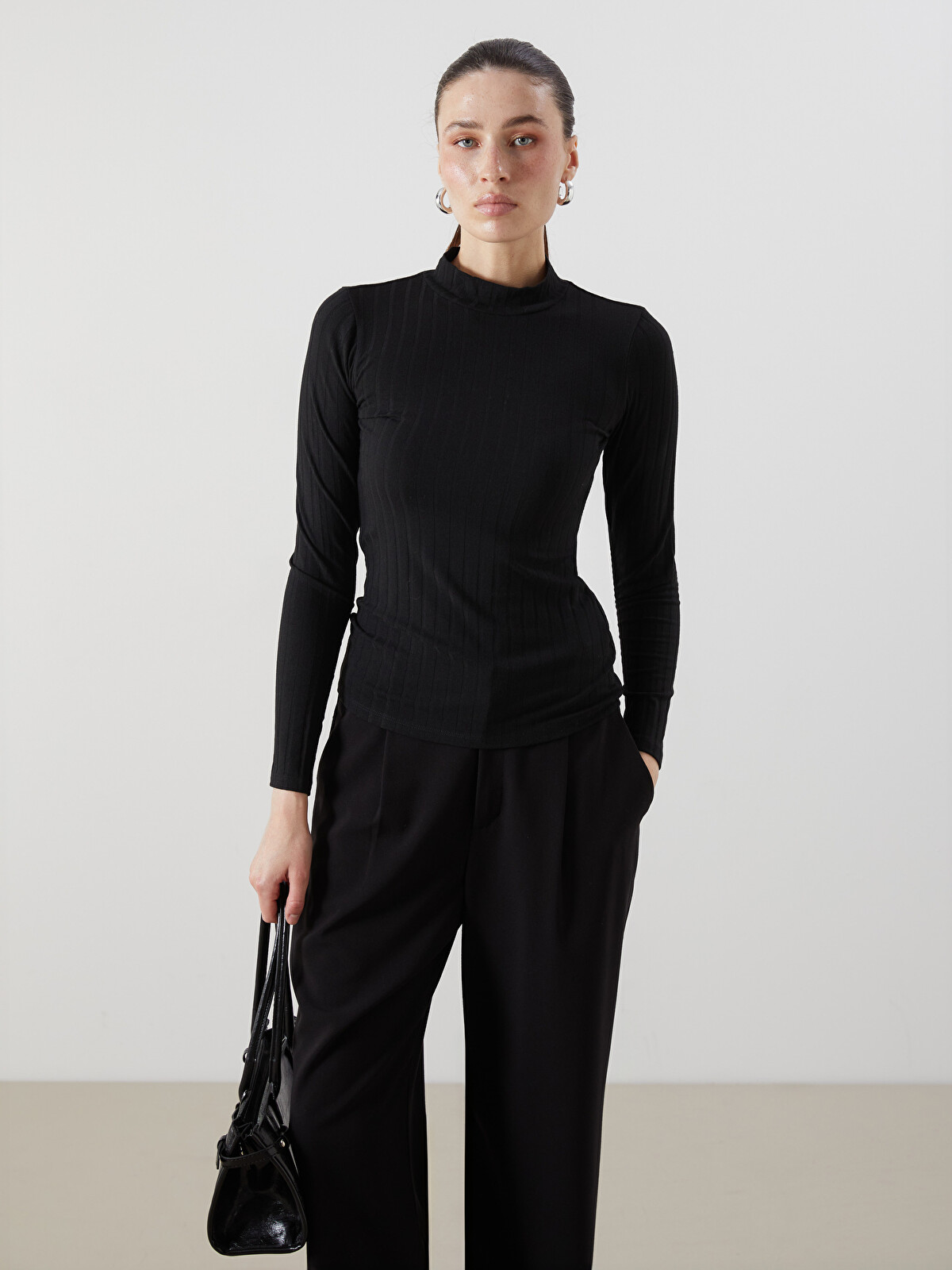 LCW EVERYDAY Siyah Dik Yaka Kadın Body - W5AL19Z8-CVL | LCW