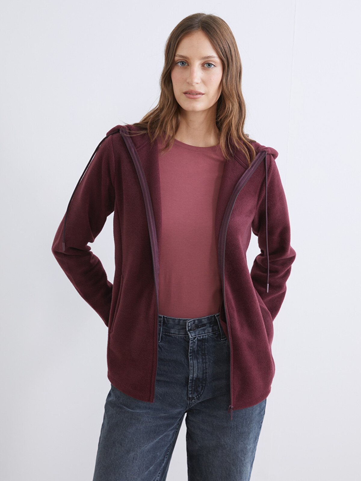 LCW EVERYDAY Kapüşonlu Polar Kadın Fermuarlı Sweatshirt - W5AL25Z8