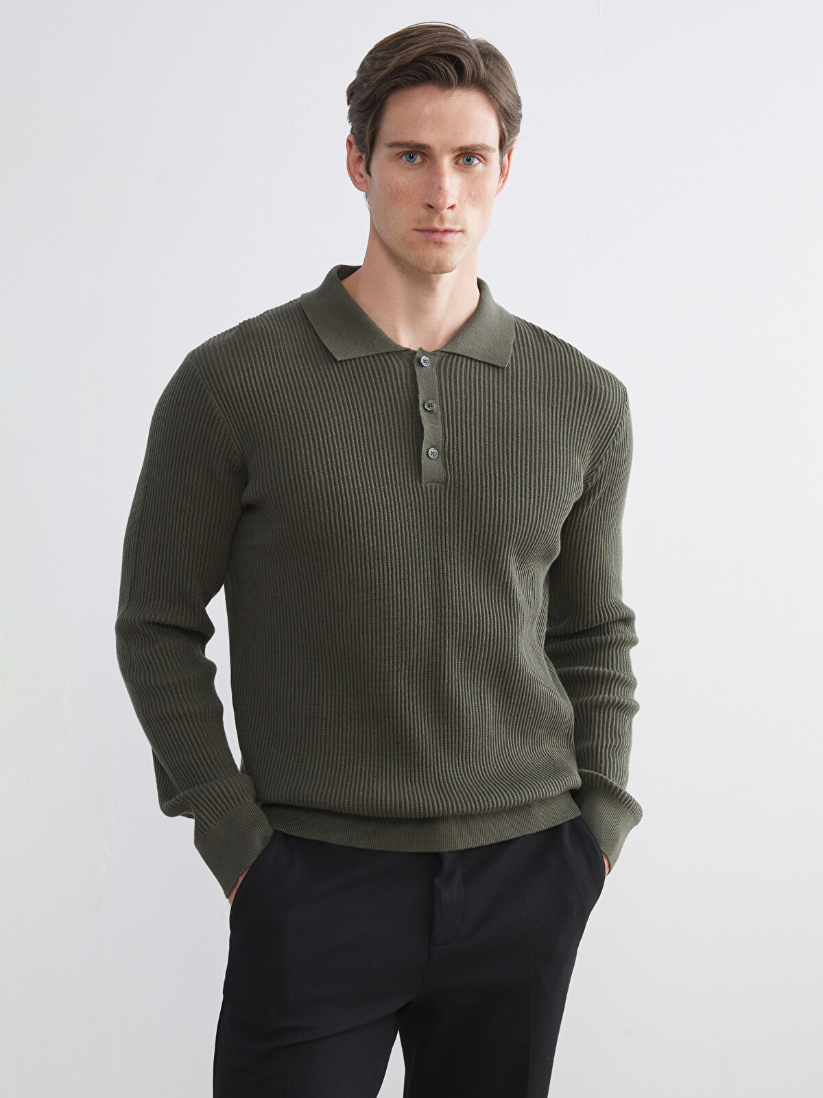 SOUTHBLUE Polo Neck Men's Knitwear Sweater - W5BC79Z8-CZE - LC Waikiki