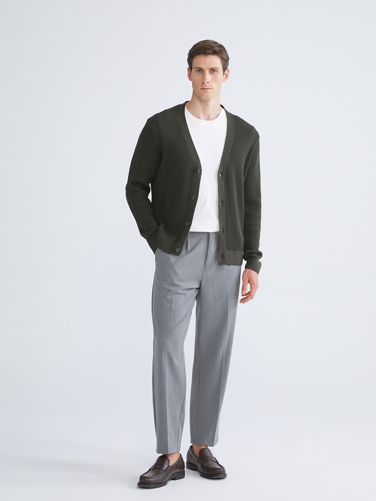 SOUTHBLUE Cardigan Tricotat pentru Bărbați cu Decolteu în V și