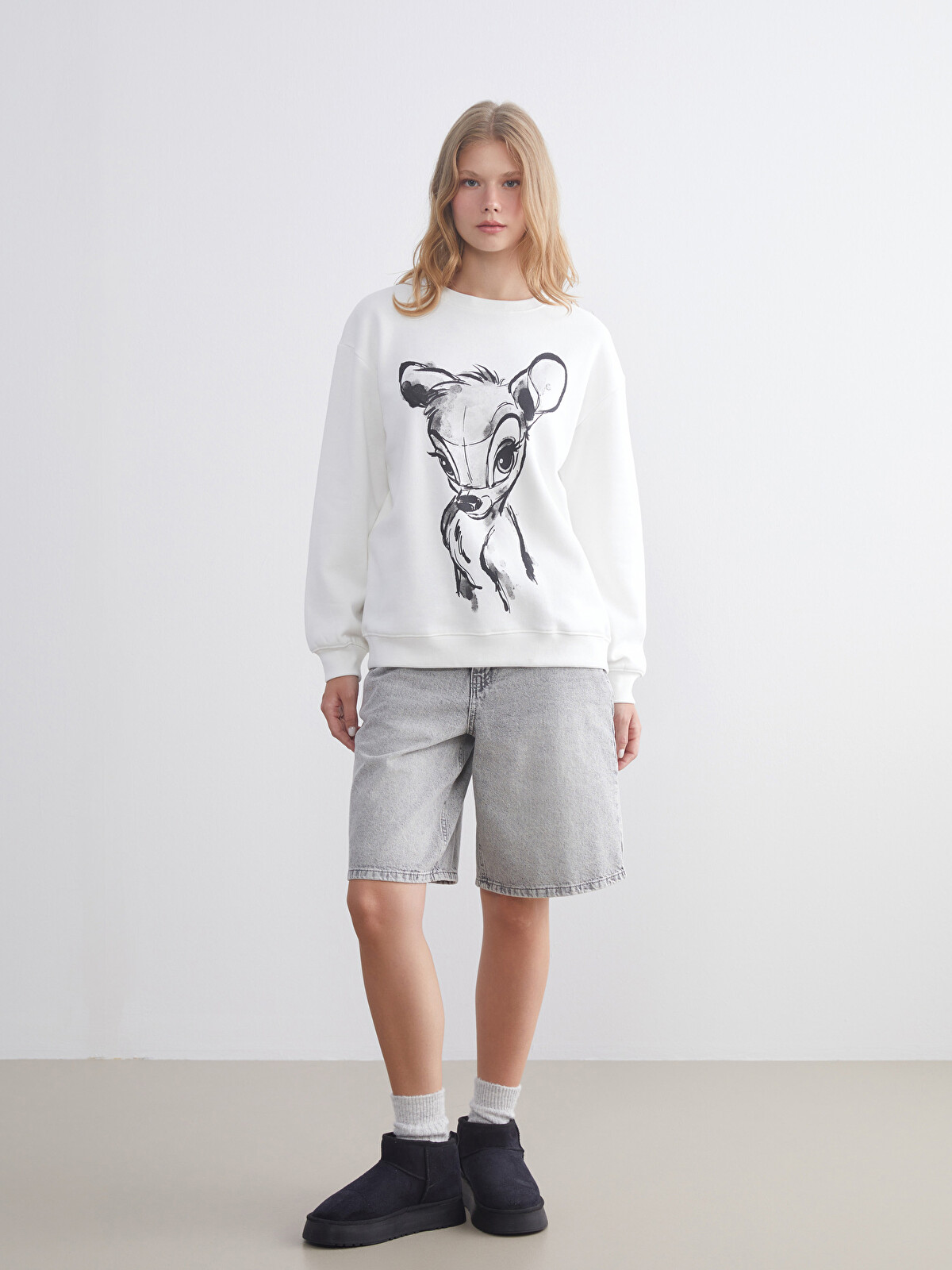 XSIDE Bambi Printed Oversize Women's Thick Sweatshirt - W5BF20Z8