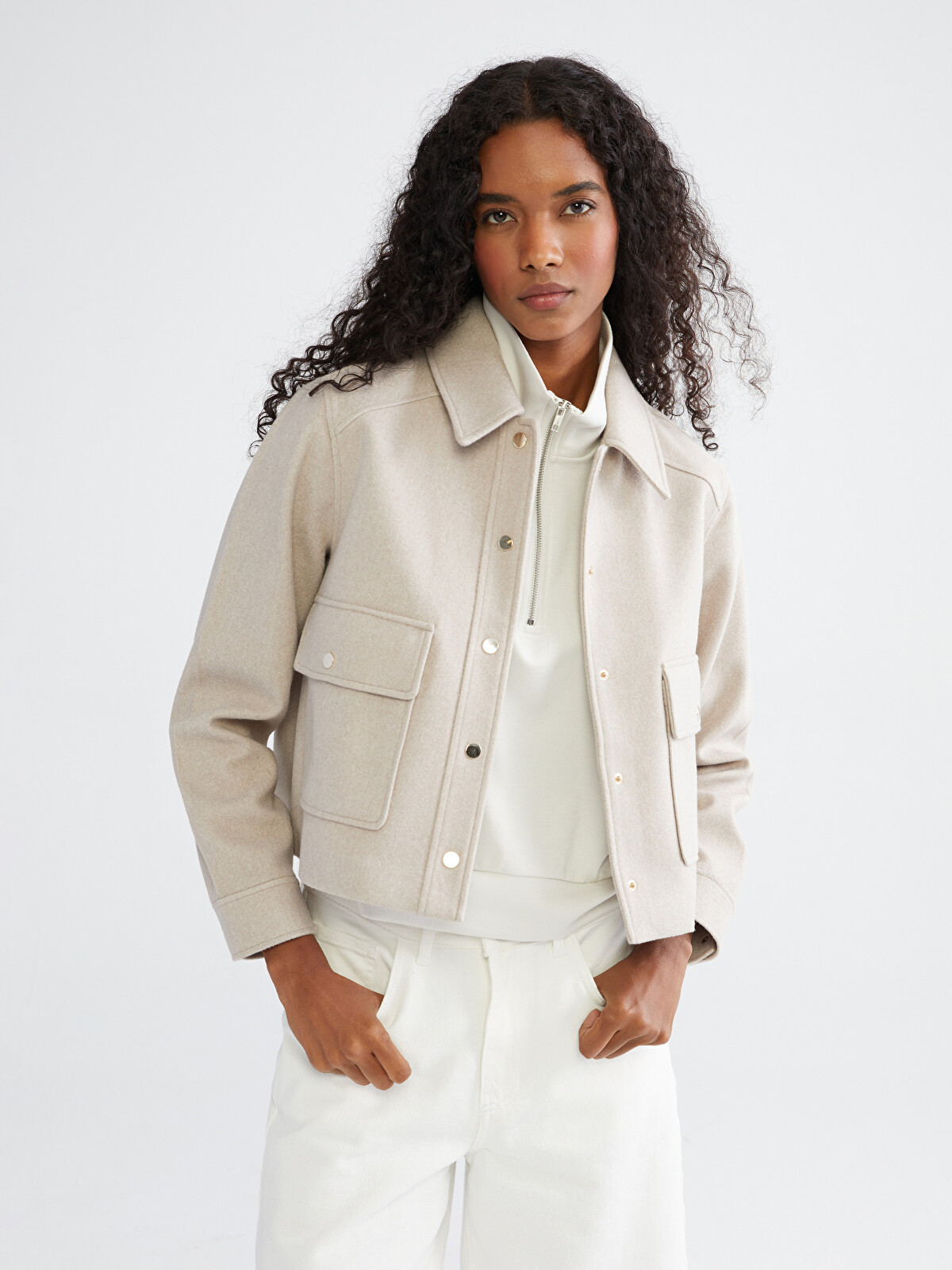 bieRce302SKA Shirt Jacket スカシャツvibeca LCW Vision Women's Cachet Shirt Jacket - W5BI76Z8-CTL - LC Waikiki