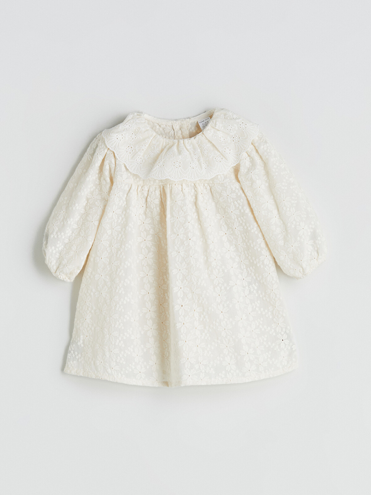 LCW baby Ekru Bebe Yaka Çiçekli Kız Bebek Elbise - W5BT09Z1-FDL | LCW