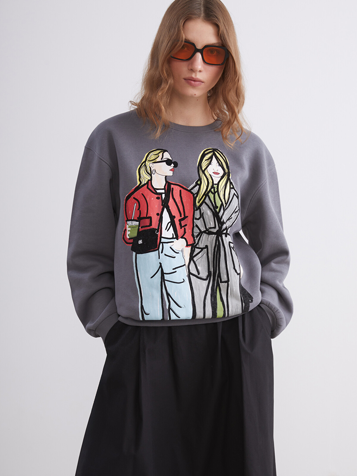XSIDE Printed Oversize Women's Thick Sweatshirt - W5BU98Z8-VDL