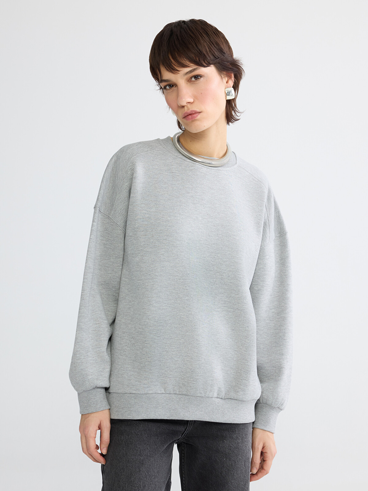 LCW Vision Women's Oversized Crew Neck Sweatshirt - W5BY86Z8-CY5