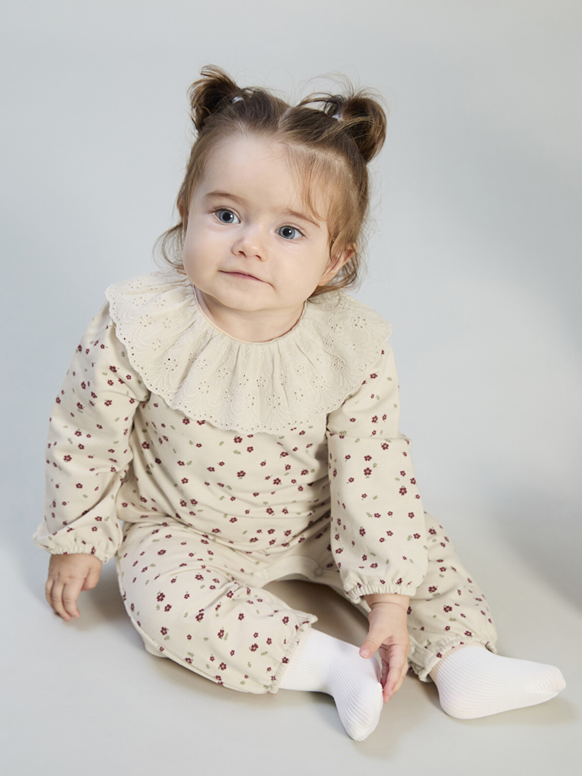 LCW baby Peter Pan Collar Floral Baby Girls' Jumpsuit - W5CC98Z1