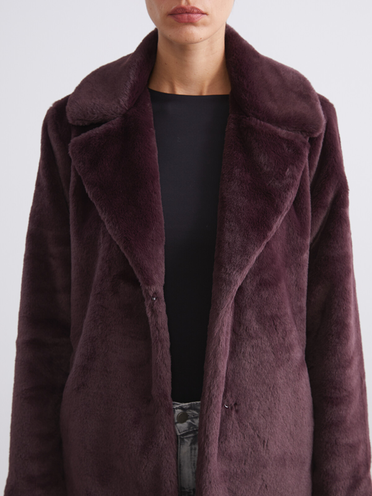 LCW Vision Jacket Neck Women's Fur Overcoat - W5CE61Z8-CZF | LC