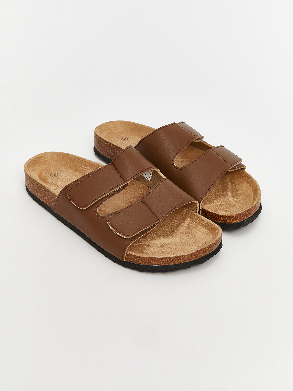LCW STEPS Faux Leather Double Strap Men's Slippers - W5CJ60Z8-DJ7