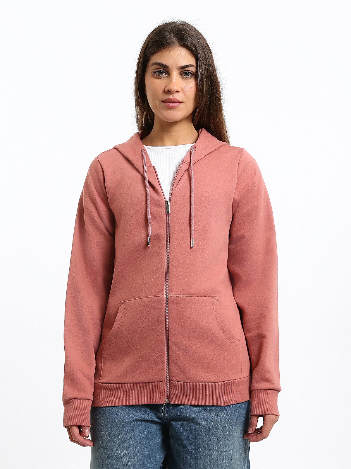 LCW EVERYDAY Hooded Women's Zip-up Sweatshirt - W5CN19Z8-H2H | LC
