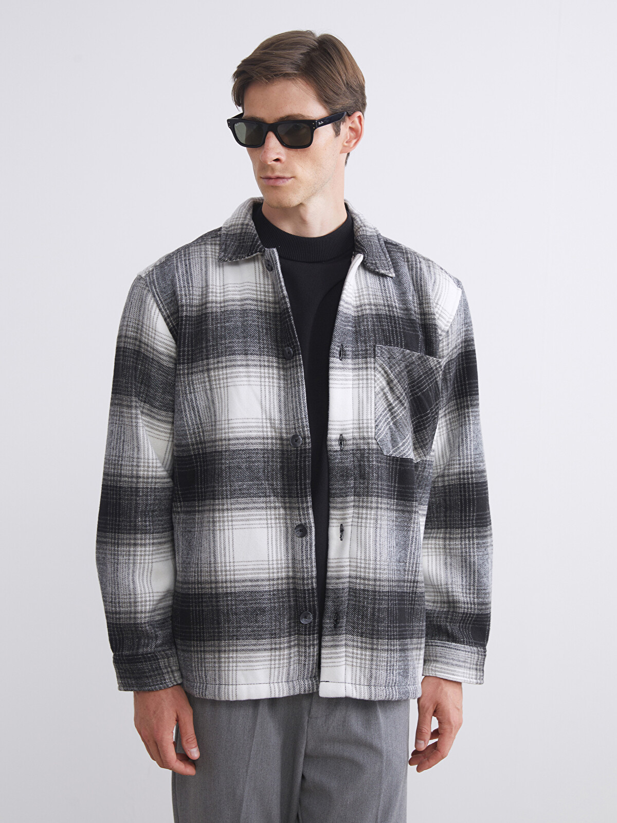 LCW Vision Relaxed Fit Plaid Wool Blend Men's Flannel Overshirt
