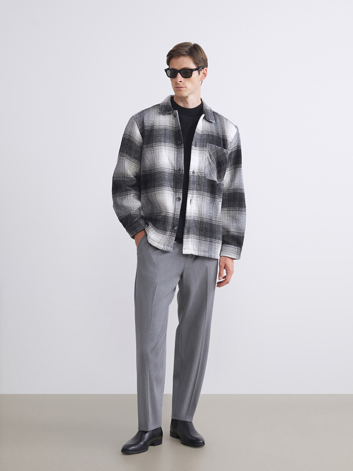 LCW Vision Relaxed Fit Plaid Wool Blend Men's Flannel Overshirt