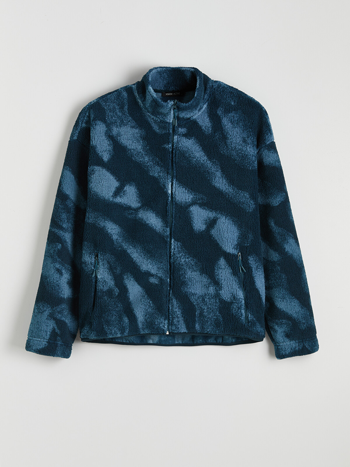 XSIDE ACTIVE Petrol Dik Yaka Pelüş Erkek Fermuarlı Sweatshirt