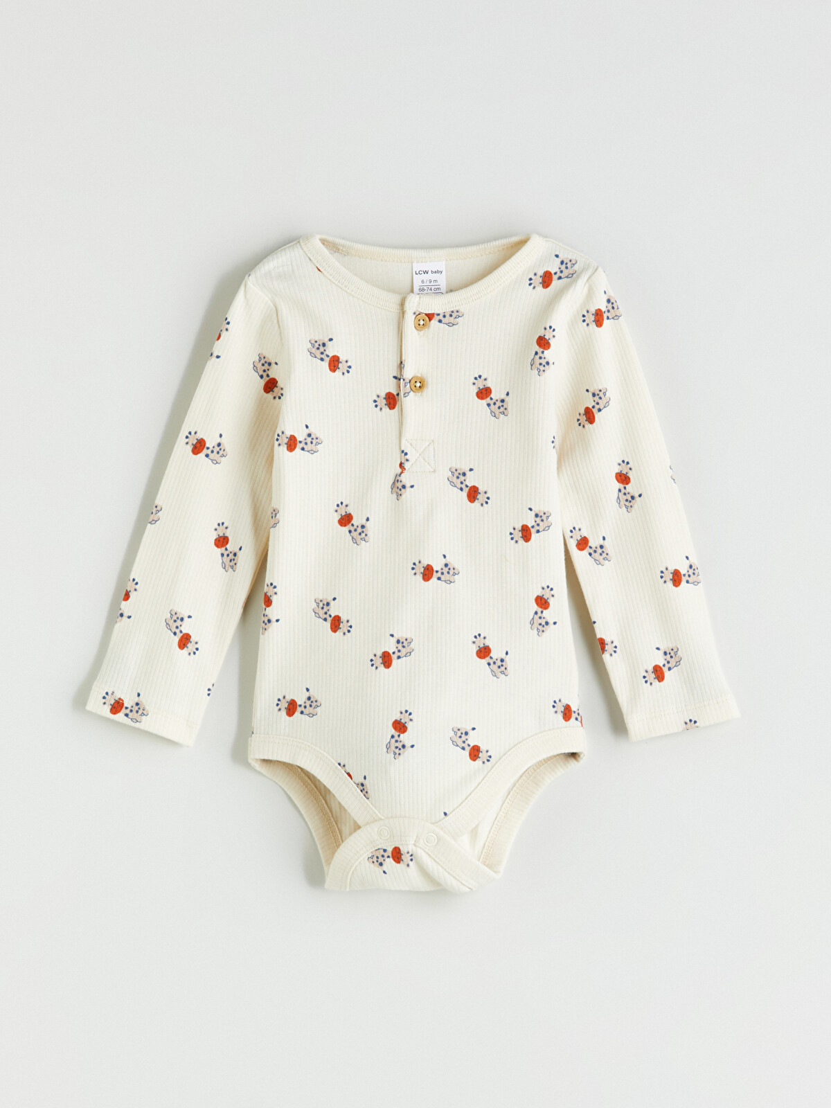 LCW baby Ekru Baskılı Erkek Bebek Çıtçıtlı Body Ve Tayt 2'li