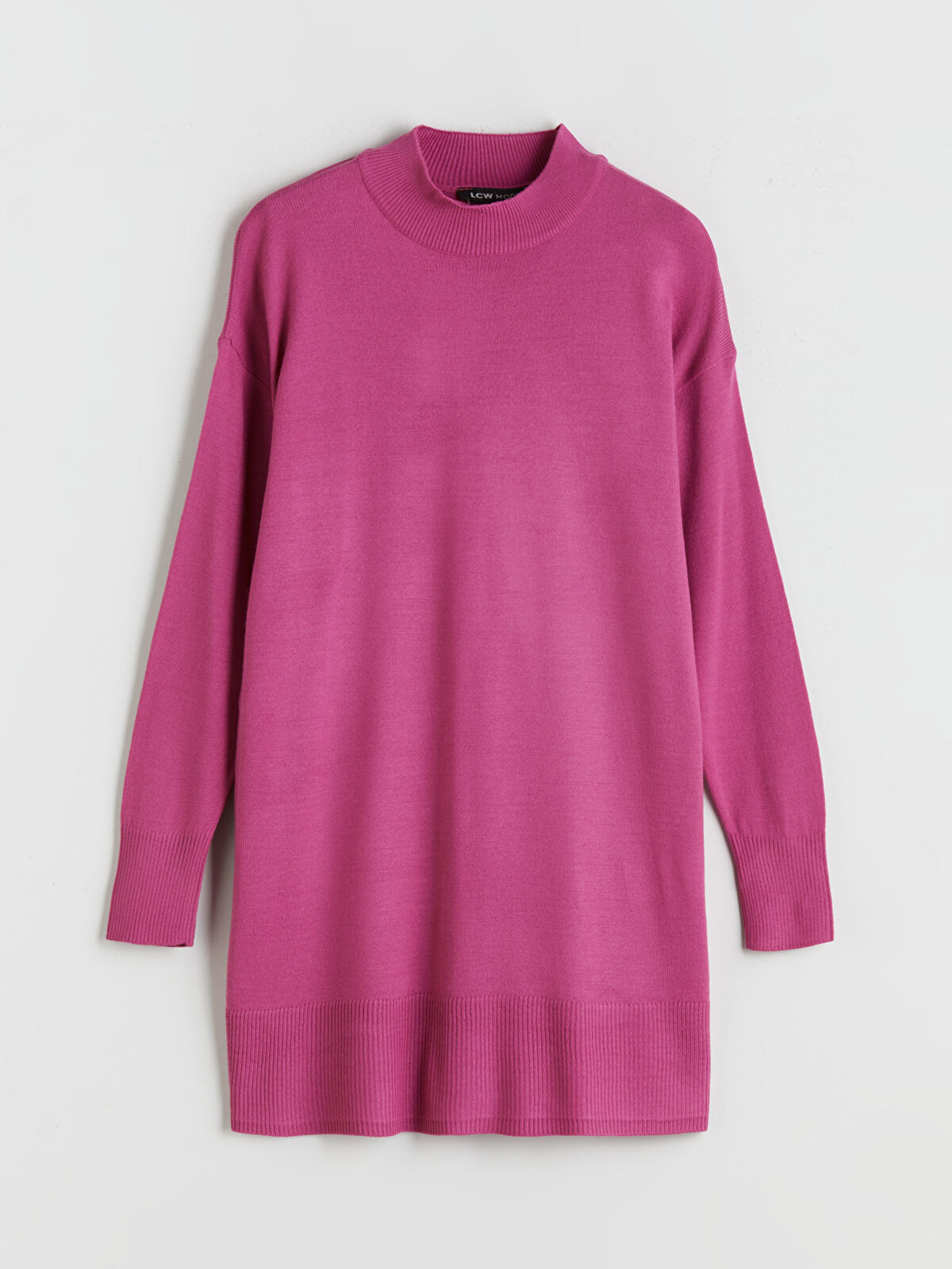 LCW Modest Fuşya Dik Yaka Kadın Triko Tunik - W5CV21Z8-EDF | LCW
