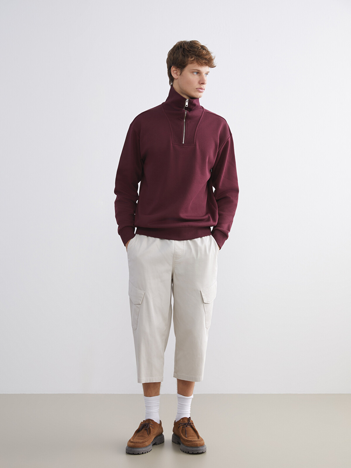 XSIDE Zippered Funnel Neck Men's Thick Sweatshirt - W5DB08Z8-ZAL
