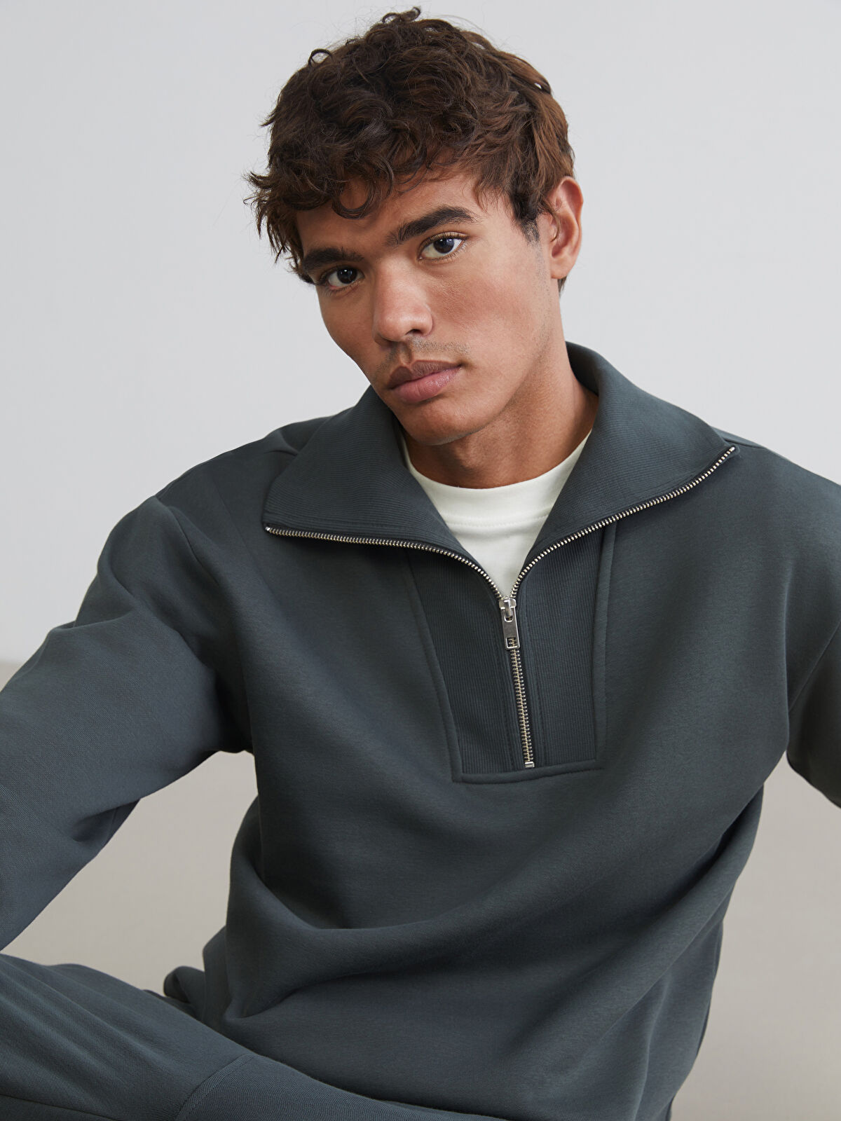 XSIDE Zippered Funnel Neck Men's Thick Sweatshirt - W5DB08Z8-ZHL