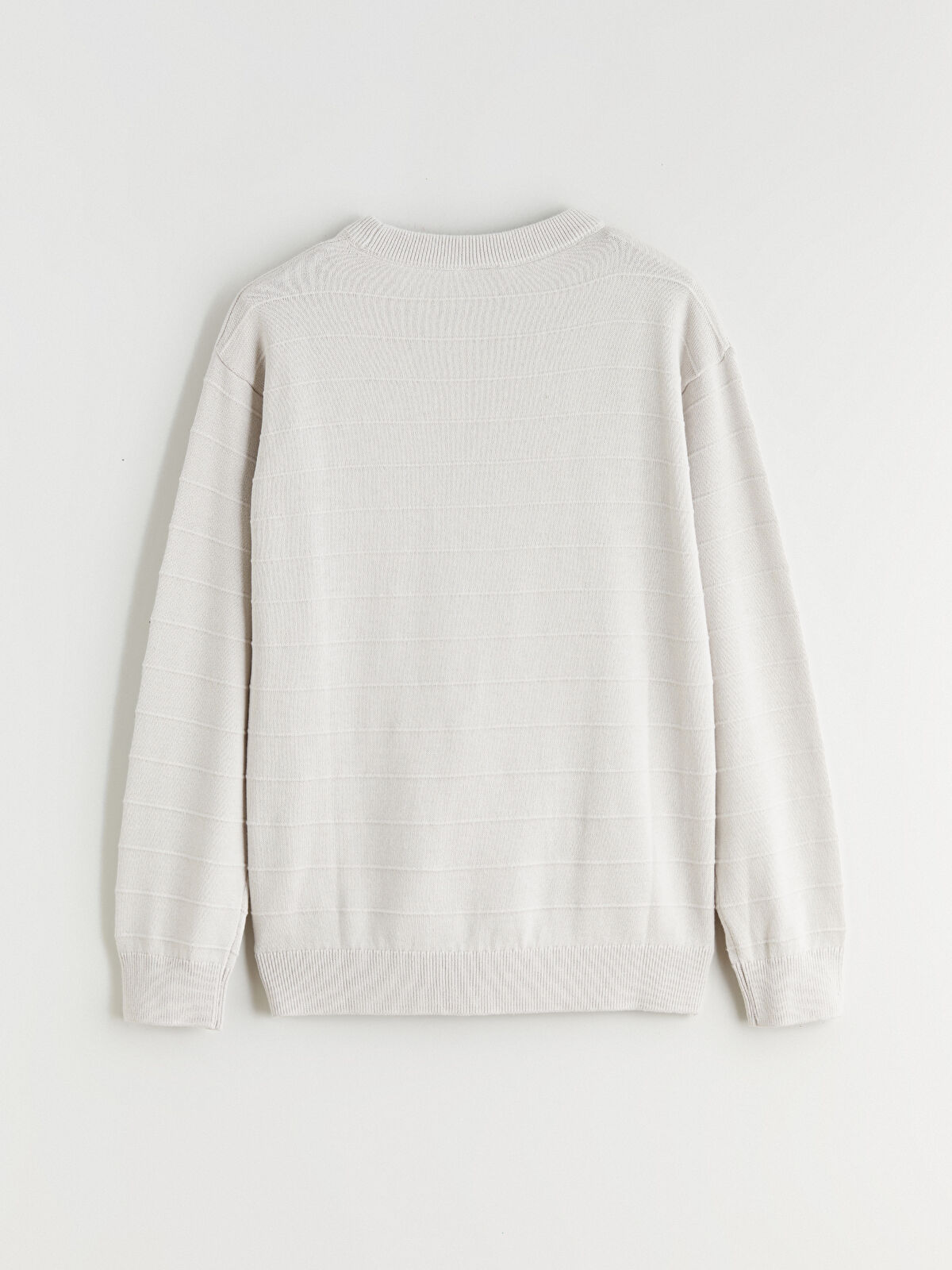 LCW Kids Bej Bisiklet Yaka Dokulu Erkek Çocuk Triko Kazak