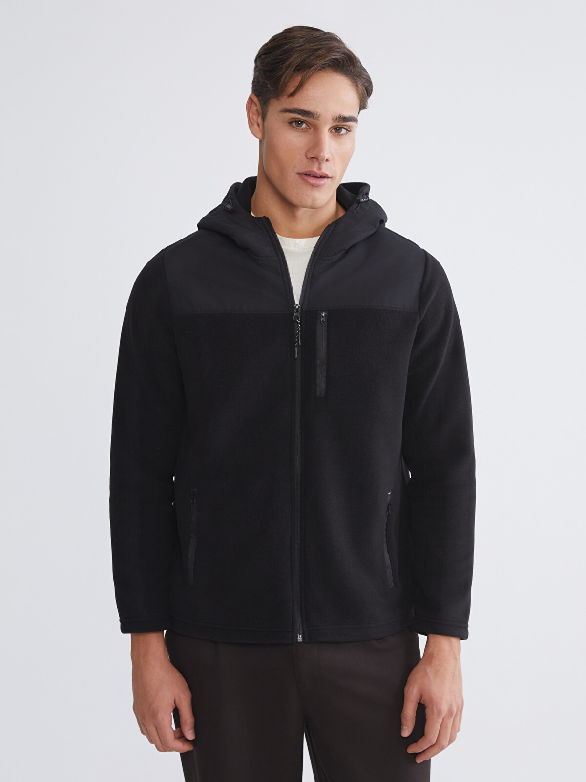 LCWAIKIKI Classic Kapüşonlu Polar Erkek Fermuarlı Sweatshirt
