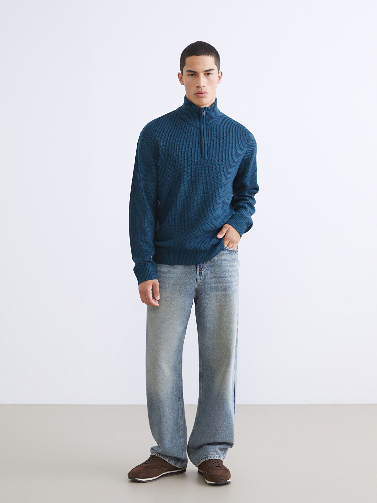 XSIDE Standard Fit Stand Collar Men's Sweater - W5DI58Z8-J3L | LC